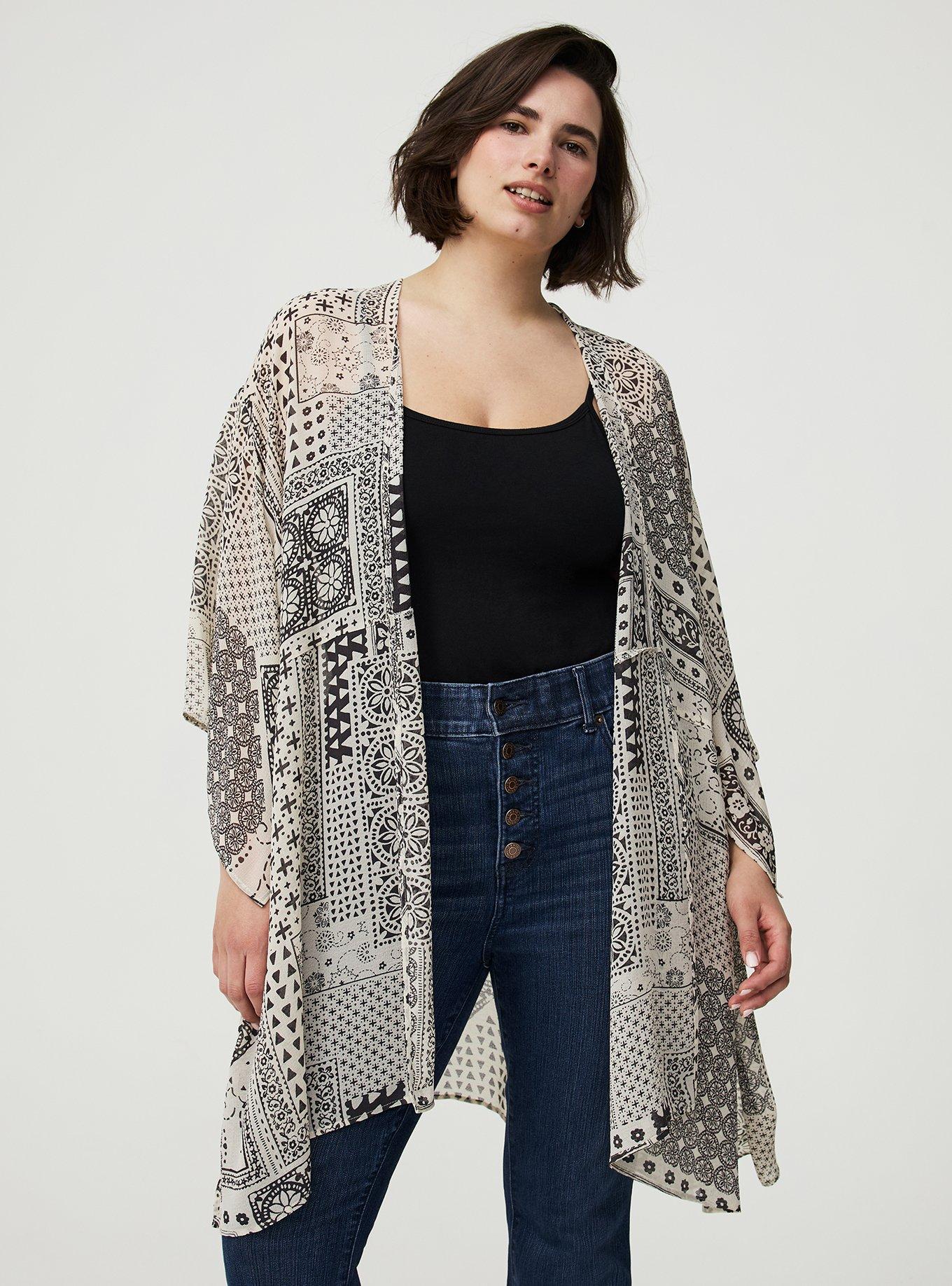 Crinkle Gauze Hanky Kimono, WITH YOU PATCHWORK CREAM, alternate