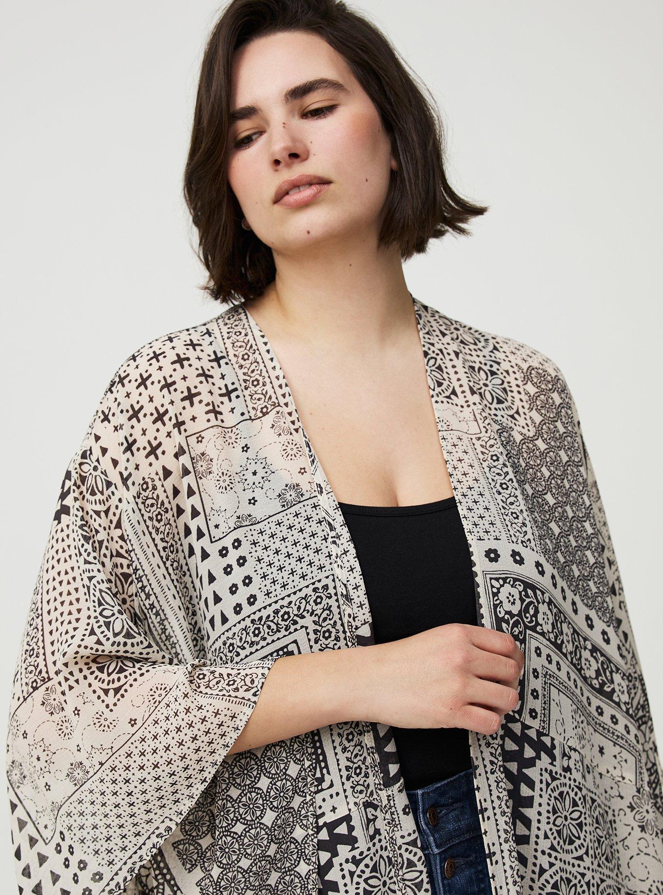 Crinkle Gauze Hanky Kimono, WITH YOU PATCHWORK CREAM, alternate