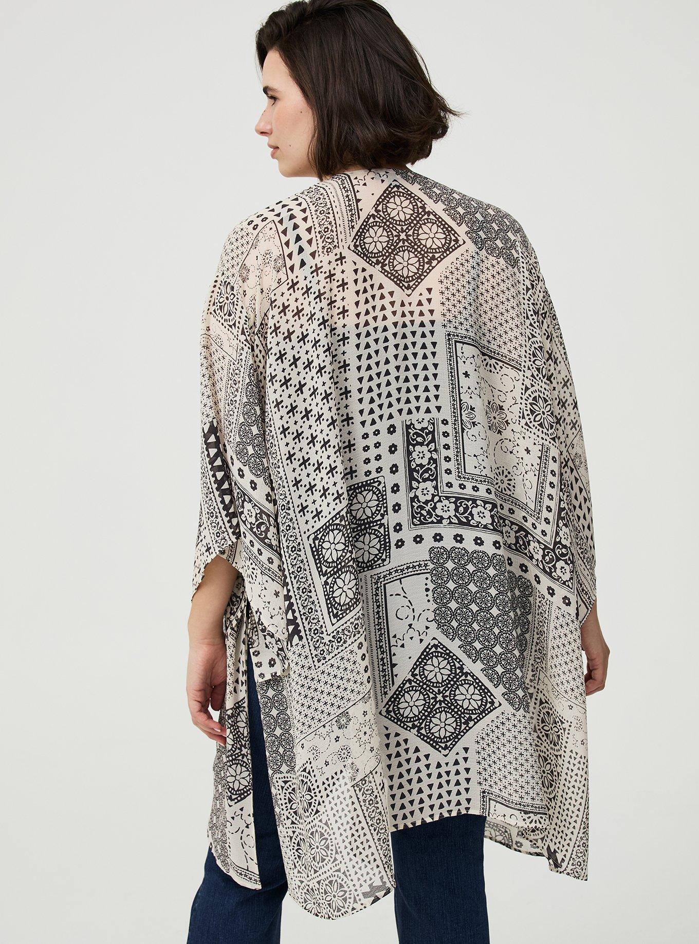 Crinkle Gauze Hanky Kimono, WITH YOU PATCHWORK CREAM, alternate