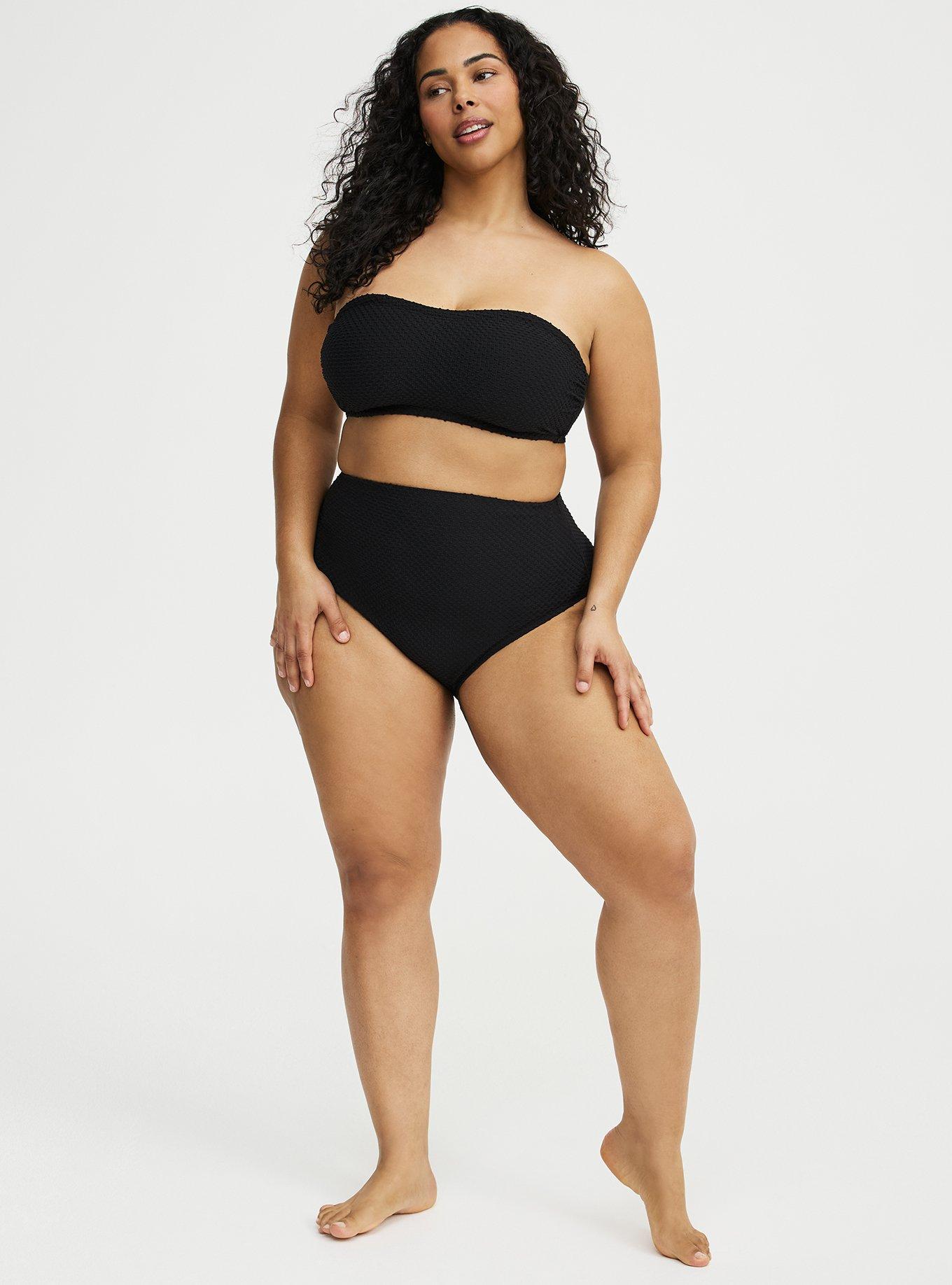 Wire-Free Smock Texture Bandeau Top, DEEP BLACK, alternate