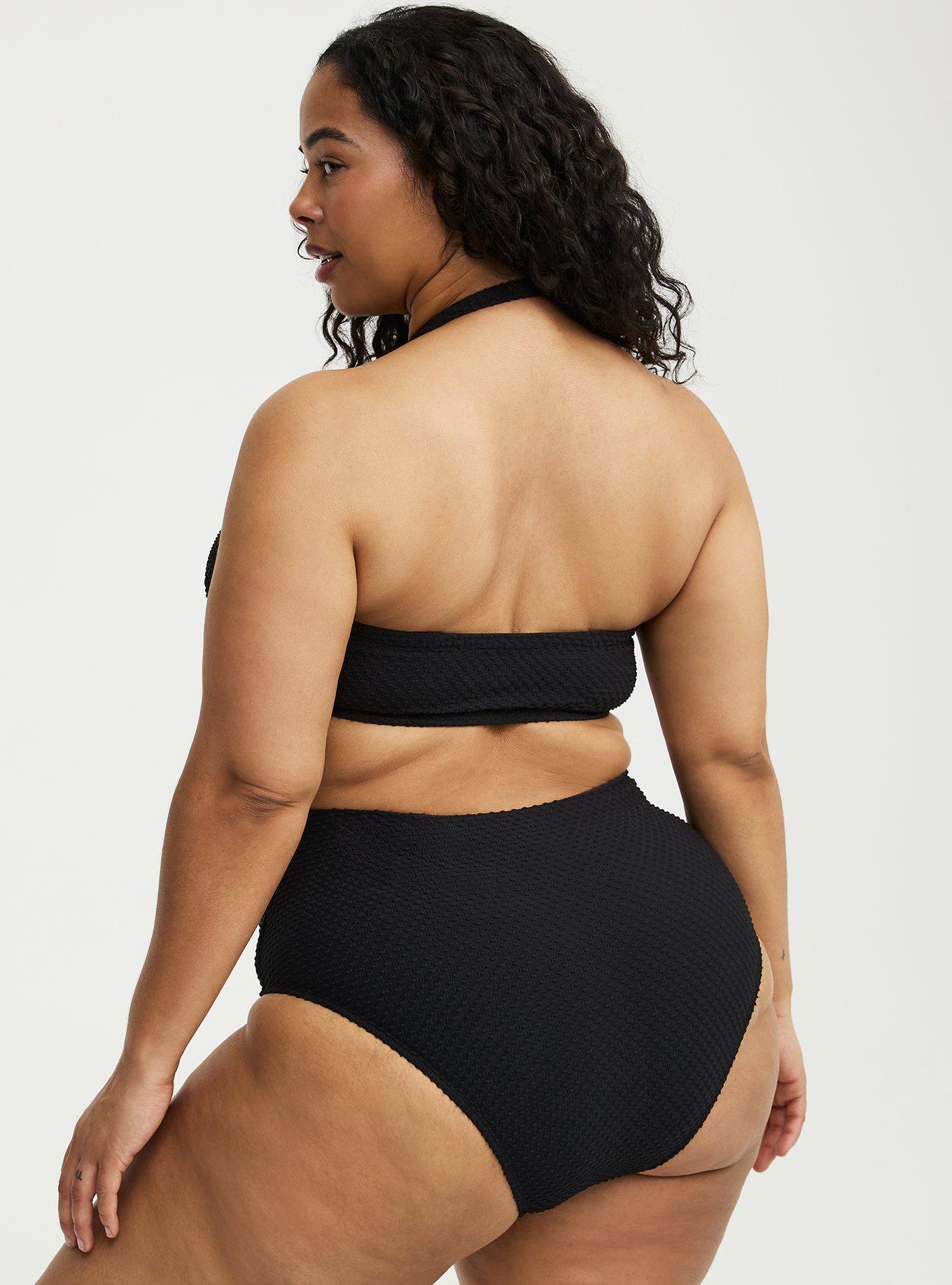 Wire-Free Smock Texture Bandeau Top, DEEP BLACK, alternate