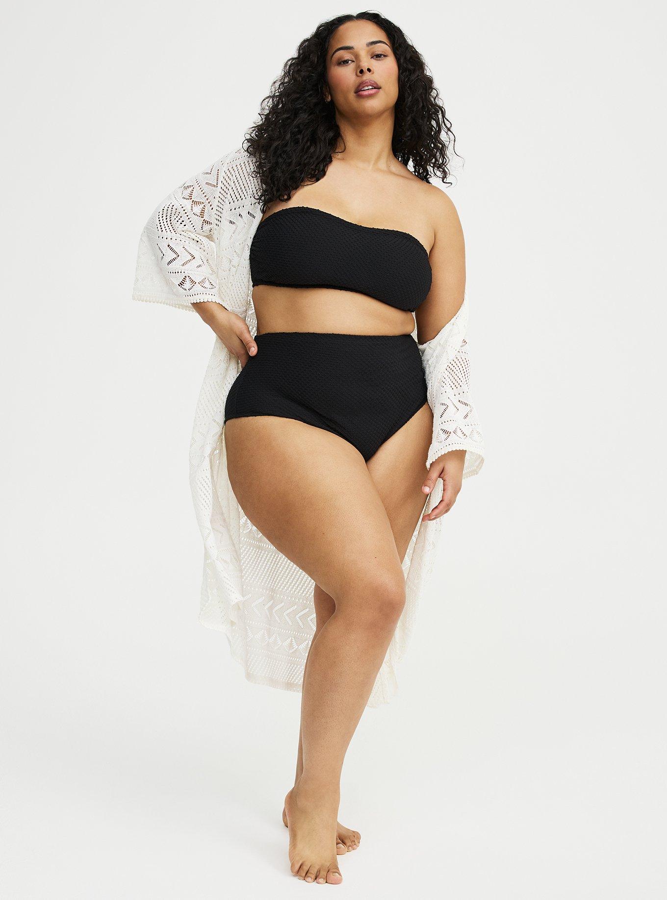 Wire-Free Smock Texture Bandeau Top, DEEP BLACK, alternate