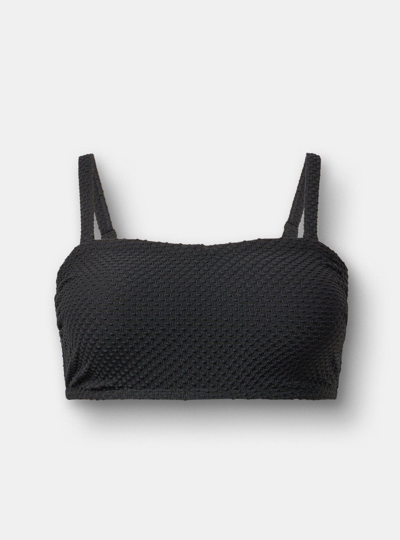 Wire-Free Smock Texture Bandeau Top, DEEP BLACK, hi-res