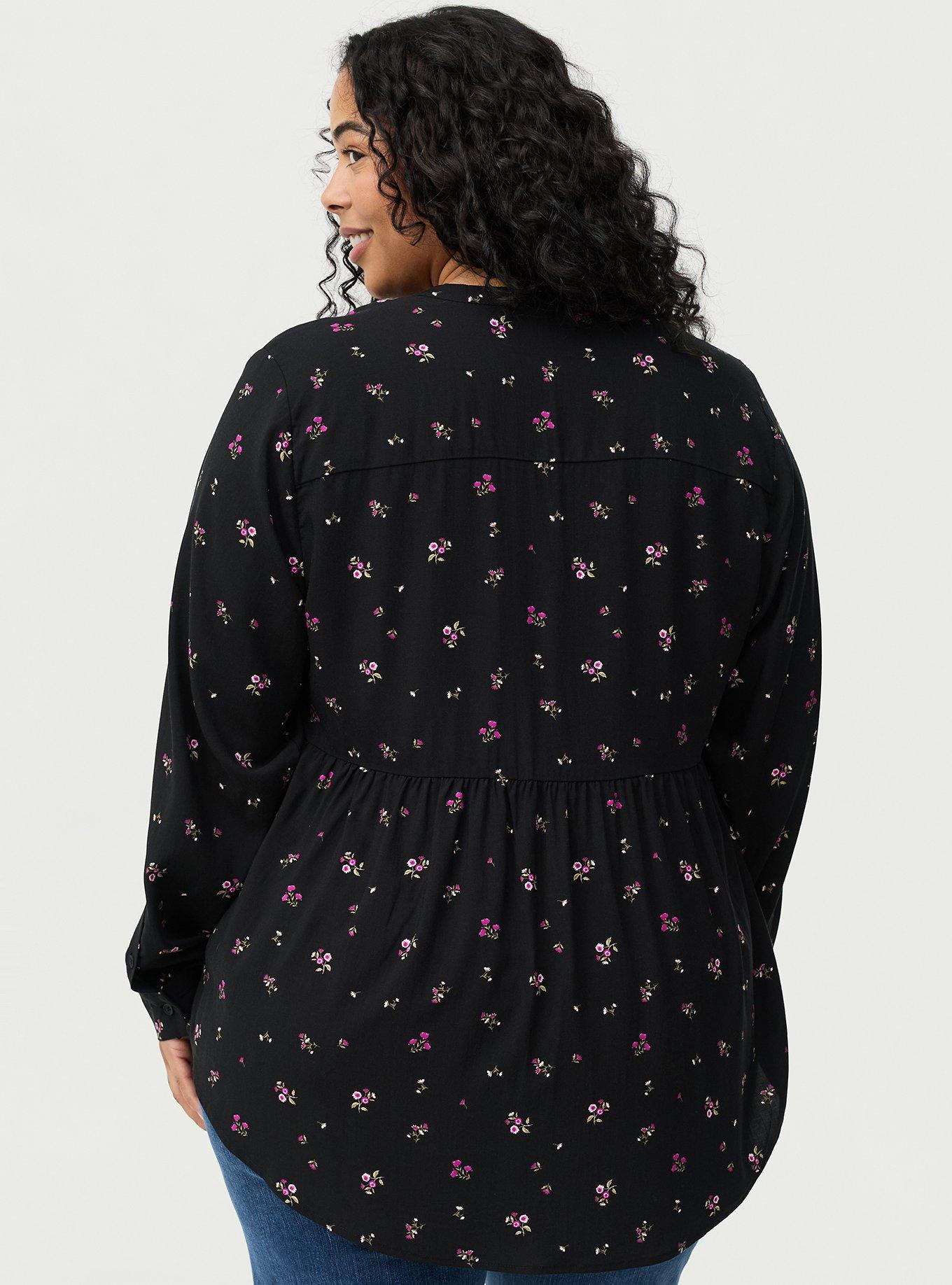 Emma Babydoll Top, NEON DITSY FLORAL BLACK, alternate