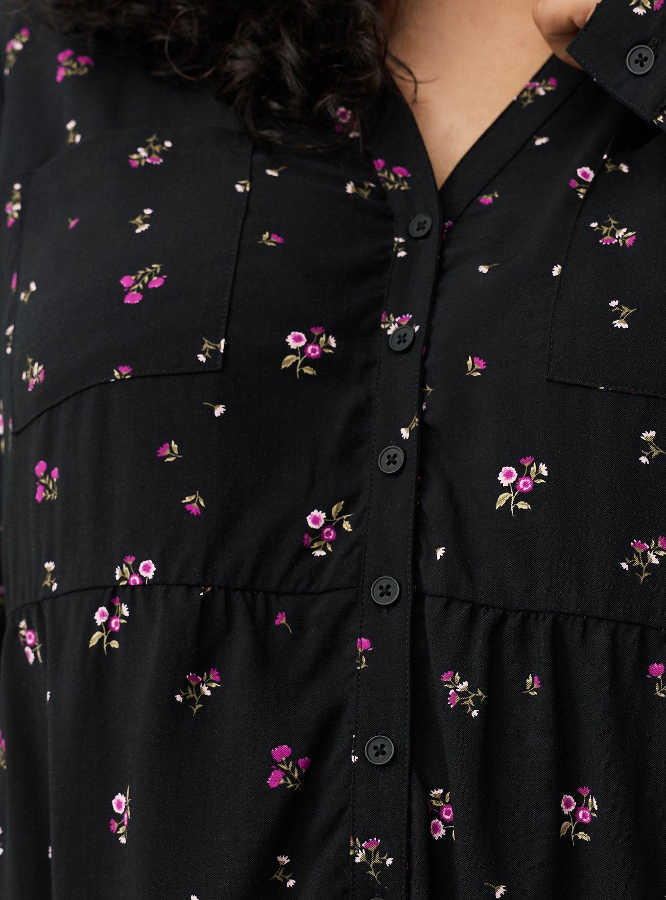 Emma Babydoll Top, NEON DITSY FLORAL BLACK, alternate