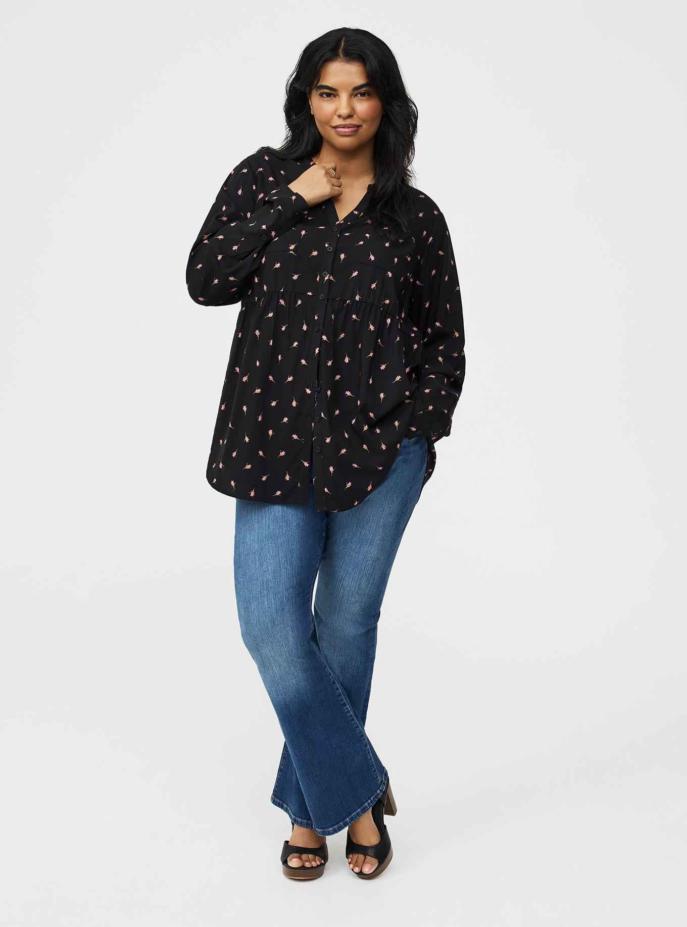 Emma Babydoll Top, BABY BUDS FLORAL DEEP BLACK, alternate