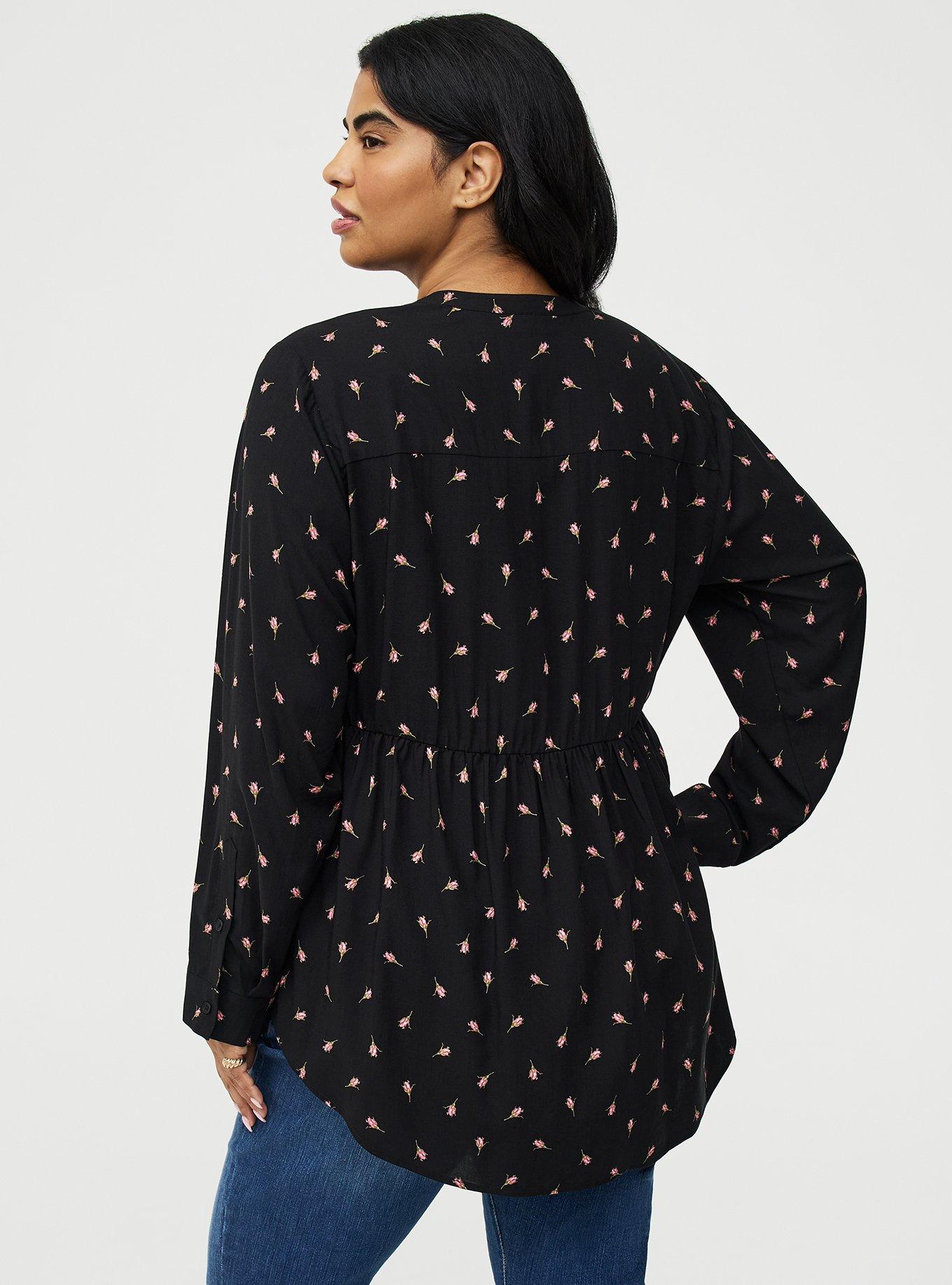 Emma Babydoll Top, BABY BUDS FLORAL DEEP BLACK, alternate