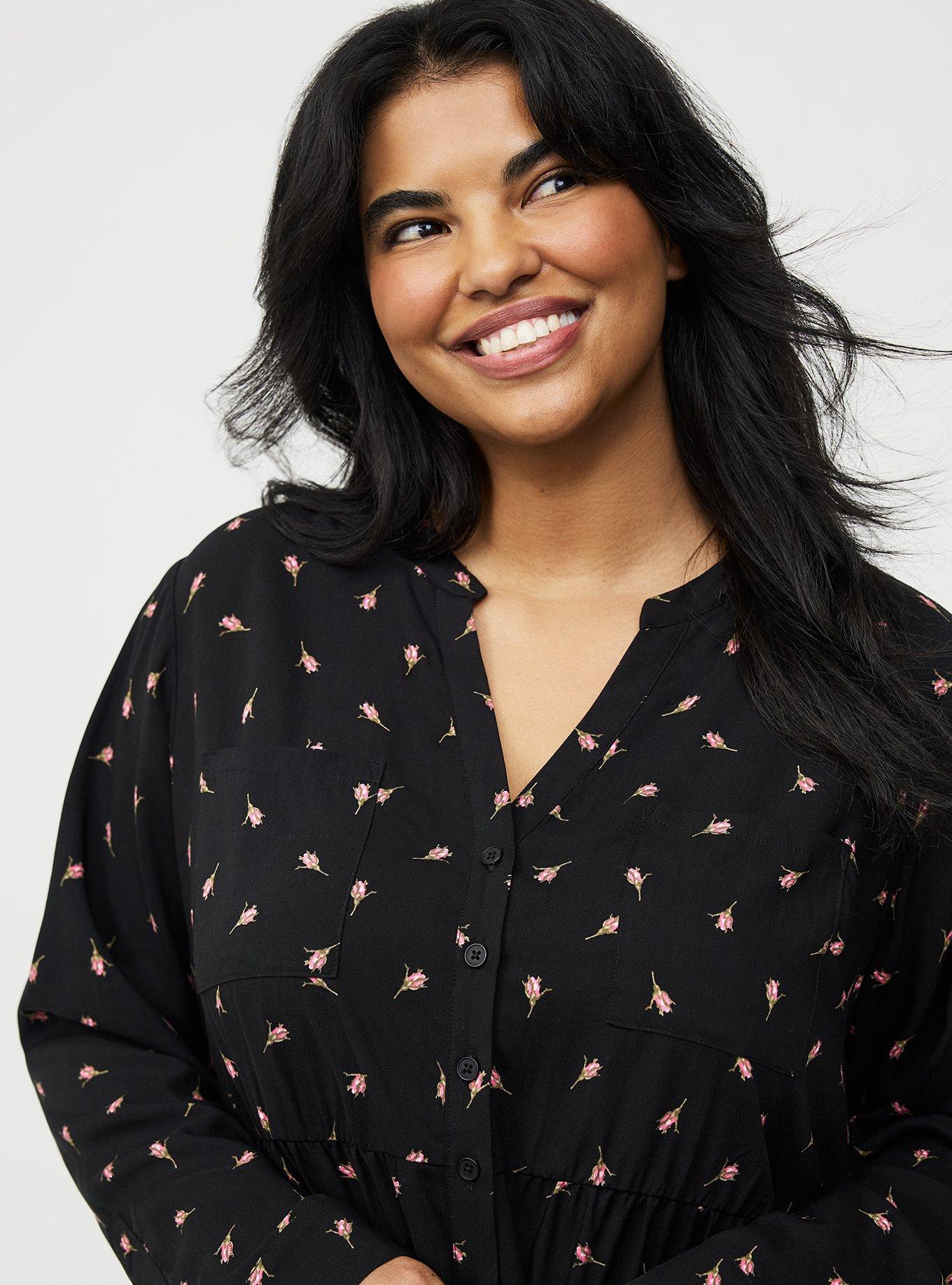 Emma Babydoll Top, BABY BUDS FLORAL DEEP BLACK, alternate