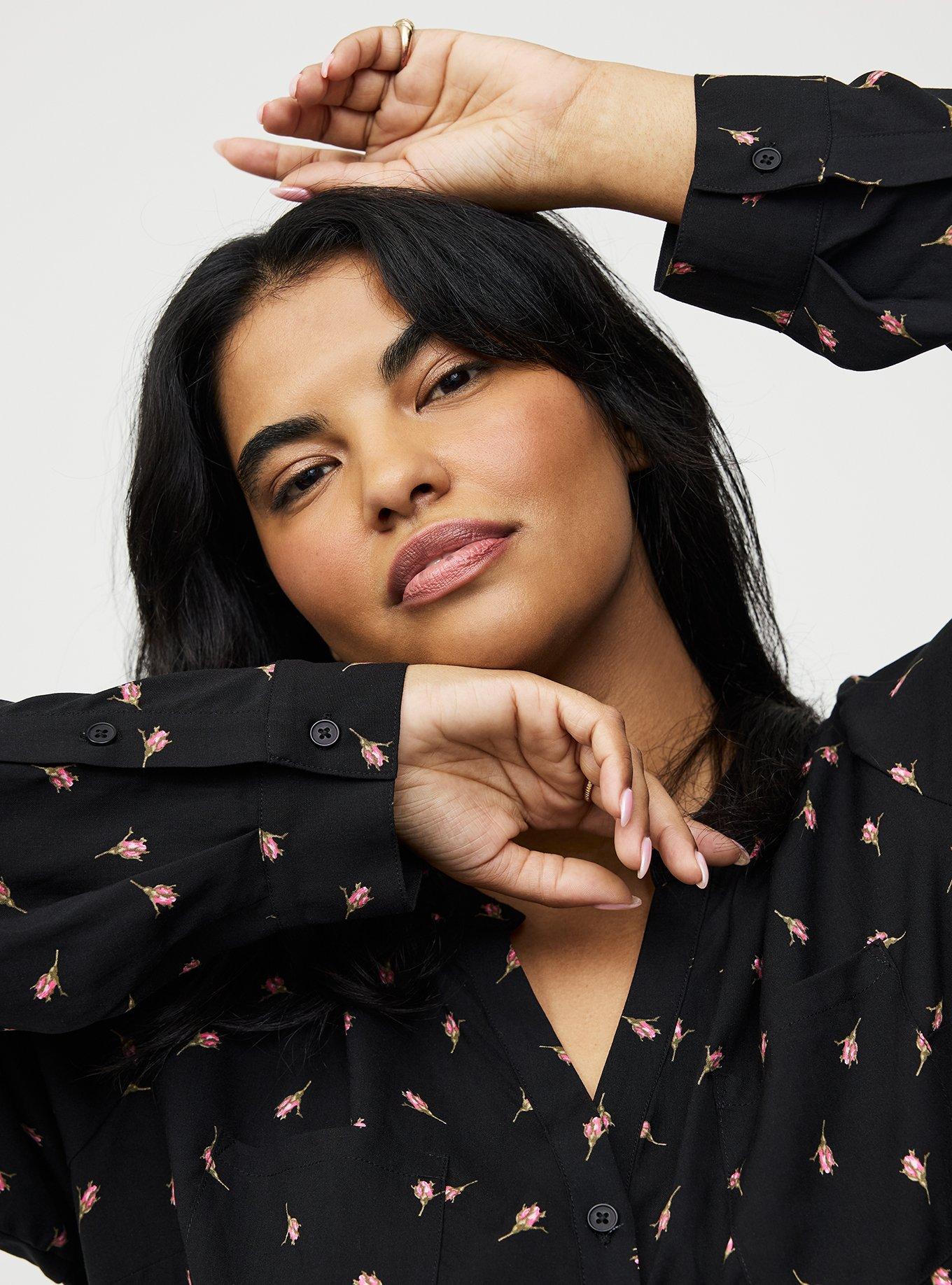 Emma Babydoll Top, BABY BUDS FLORAL DEEP BLACK, alternate