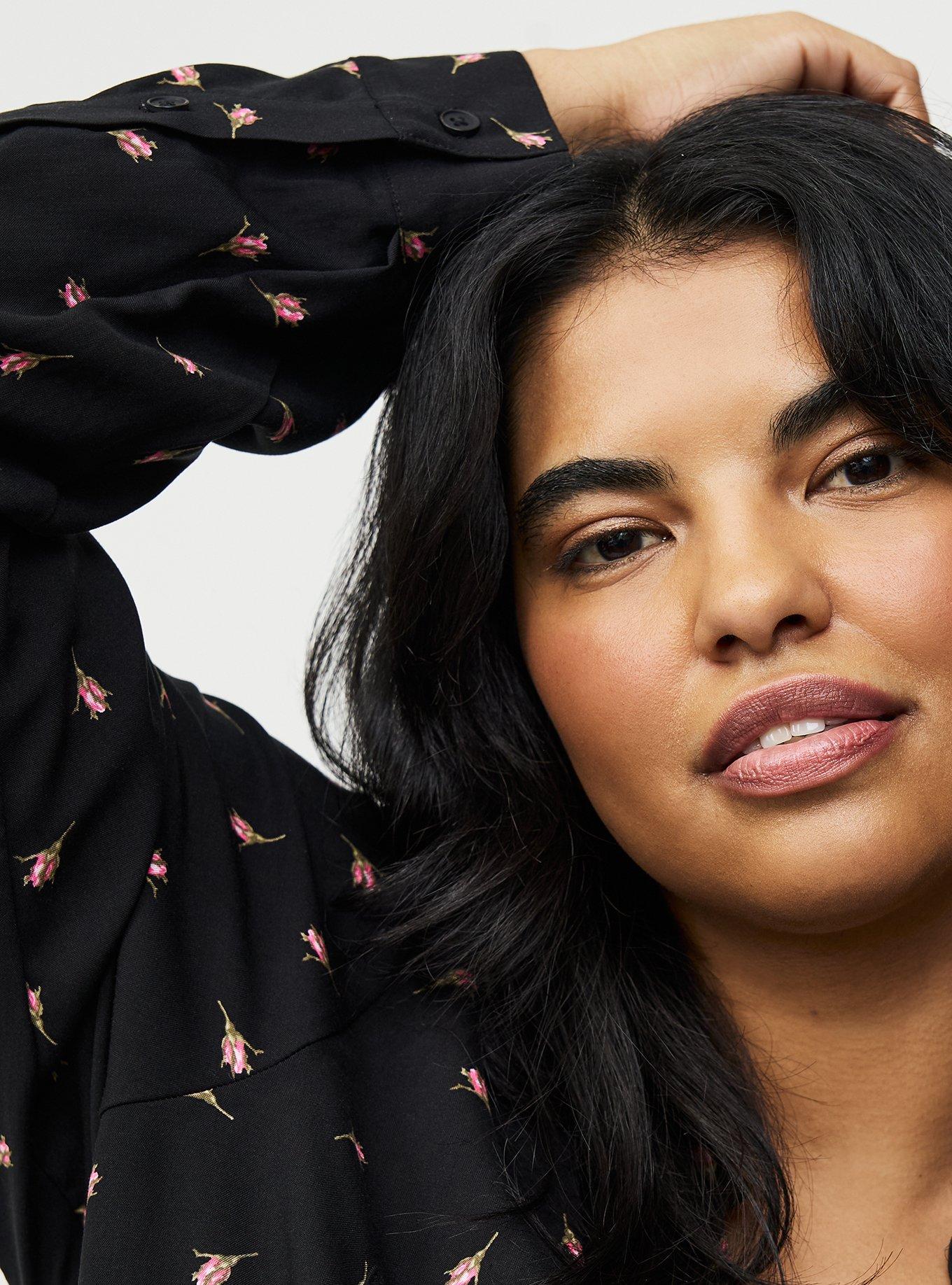 Emma Babydoll Top, BABY BUDS FLORAL DEEP BLACK, alternate