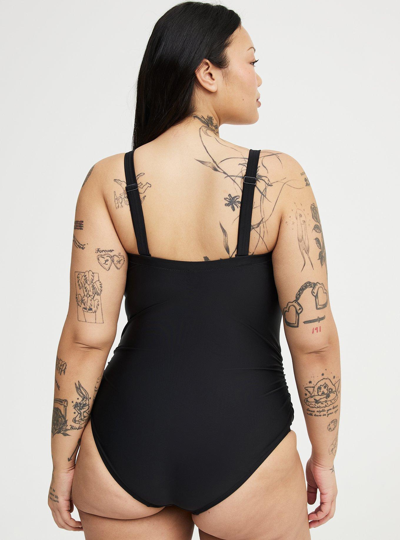 Wire-Free Strapless One Piece, DEEP BLACK, alternate