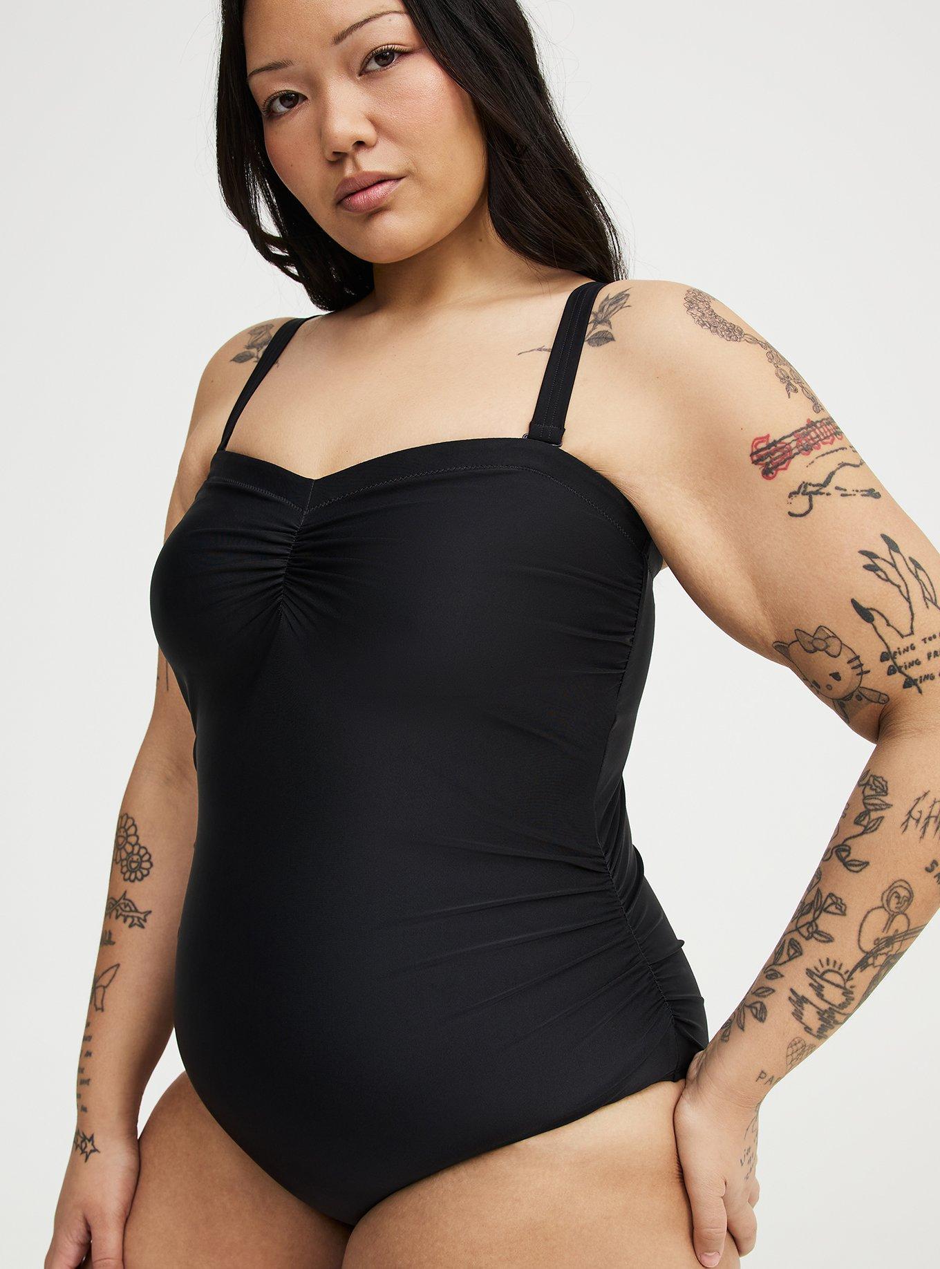 Wire-Free Strapless One Piece, DEEP BLACK, alternate