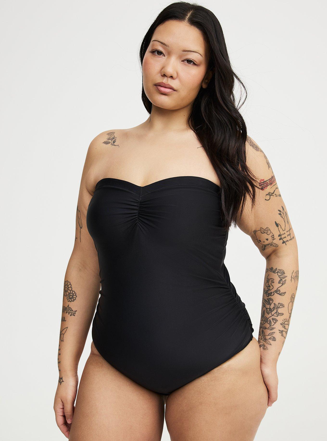 Wire-Free Strapless One Piece, DEEP BLACK, alternate
