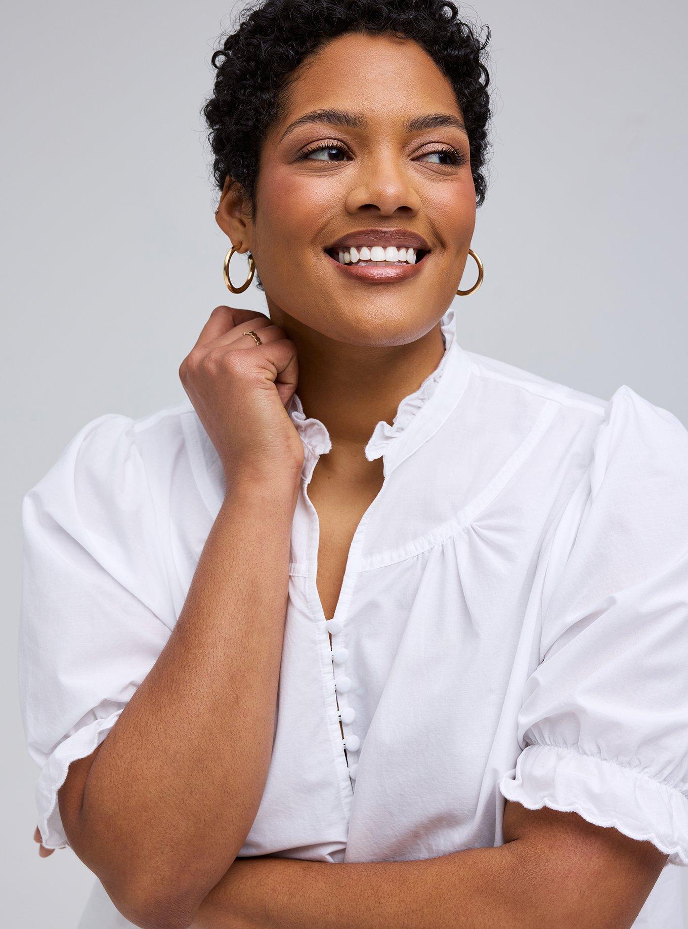 Plus Size - Belle Isle Ruffle Neck Puff Sleeve Top - Torrid