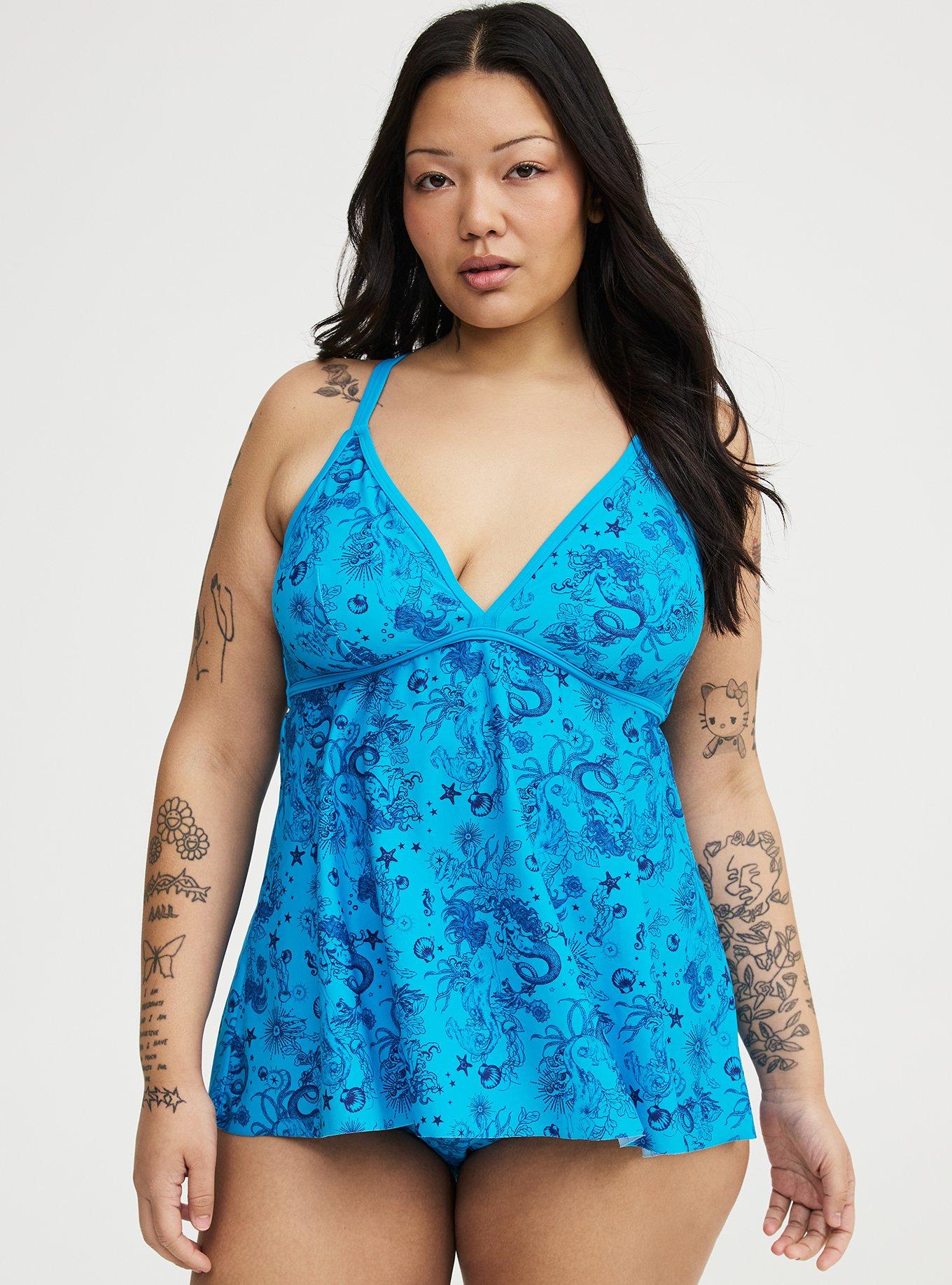 Wireless Triangle Tankini, OCEAN MERMAID FANTASY TEAL, alternate