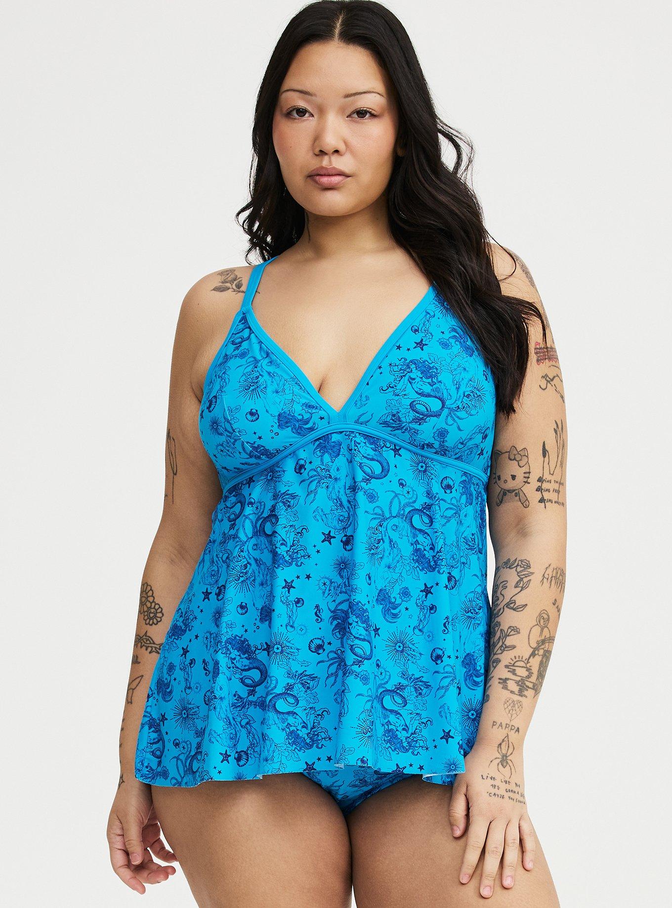 Wireless Triangle Tankini, OCEAN MERMAID FANTASY TEAL, hi-res