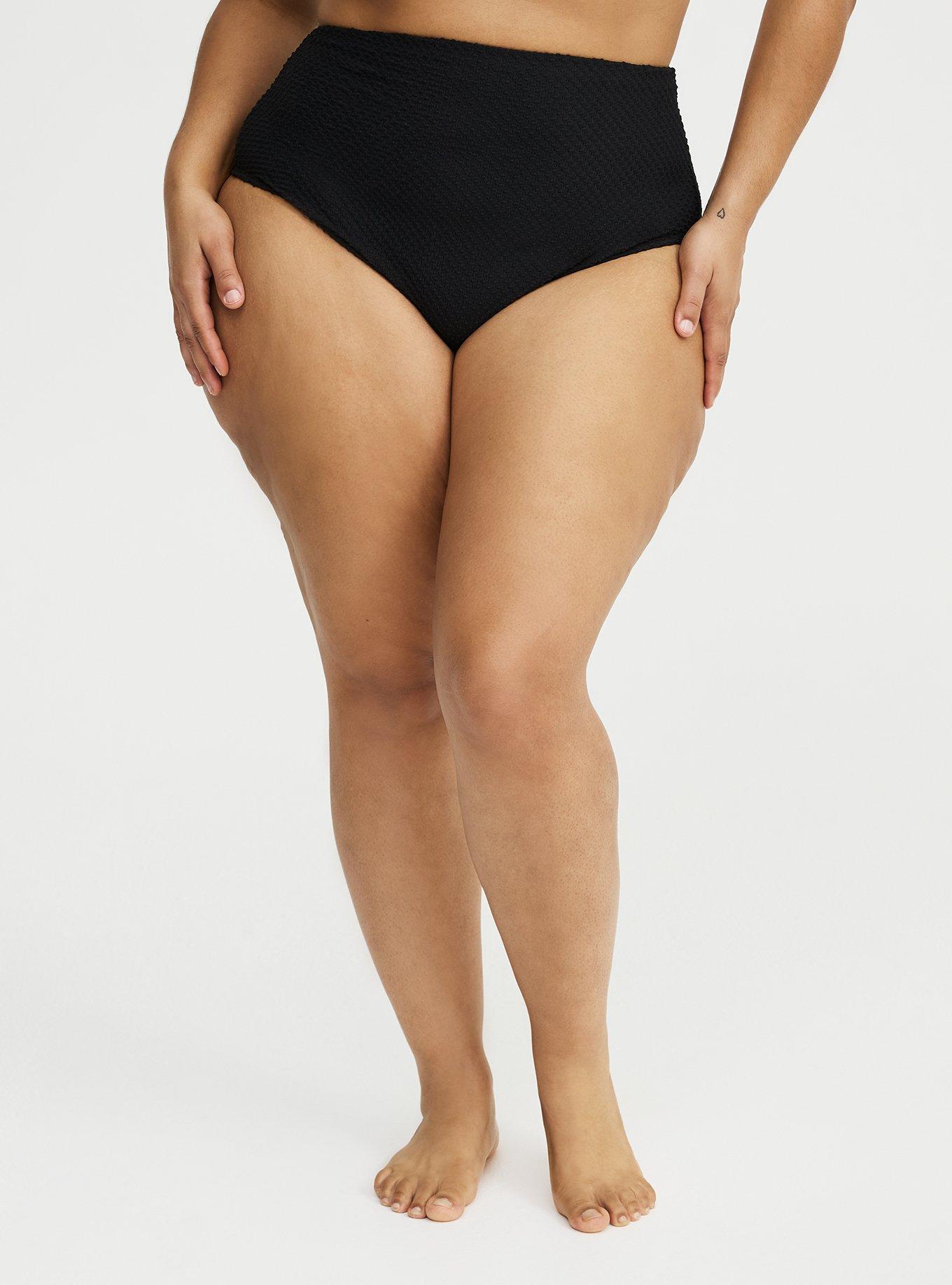 Smocked Cheeky Swim Bottom, DEEP BLACK, alternate