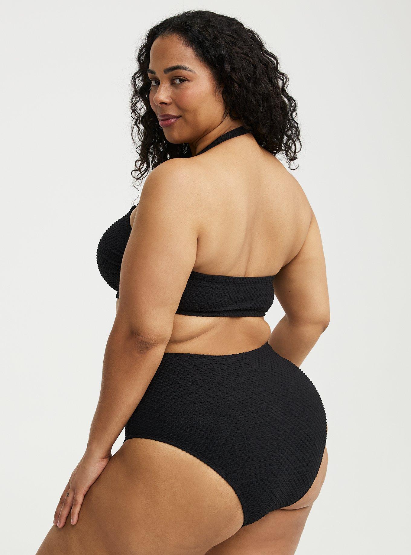 Smocked Cheeky Swim Bottom, DEEP BLACK, alternate