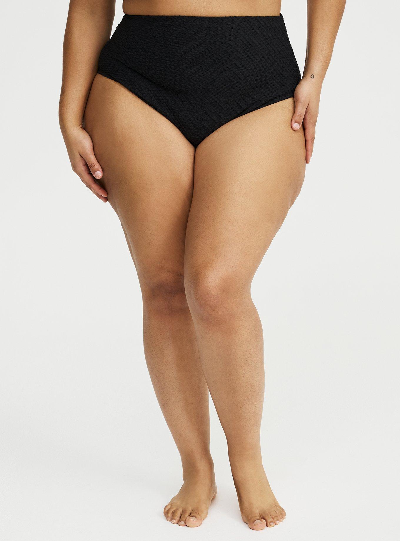 Smocked Cheeky Swim Bottom, DEEP BLACK, alternate