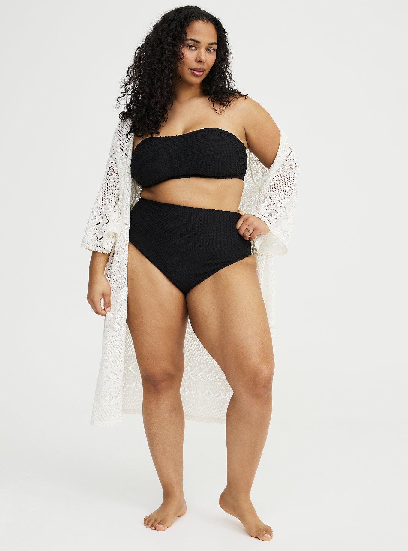 Smocked Cheeky Swim Bottom, DEEP BLACK, alternate