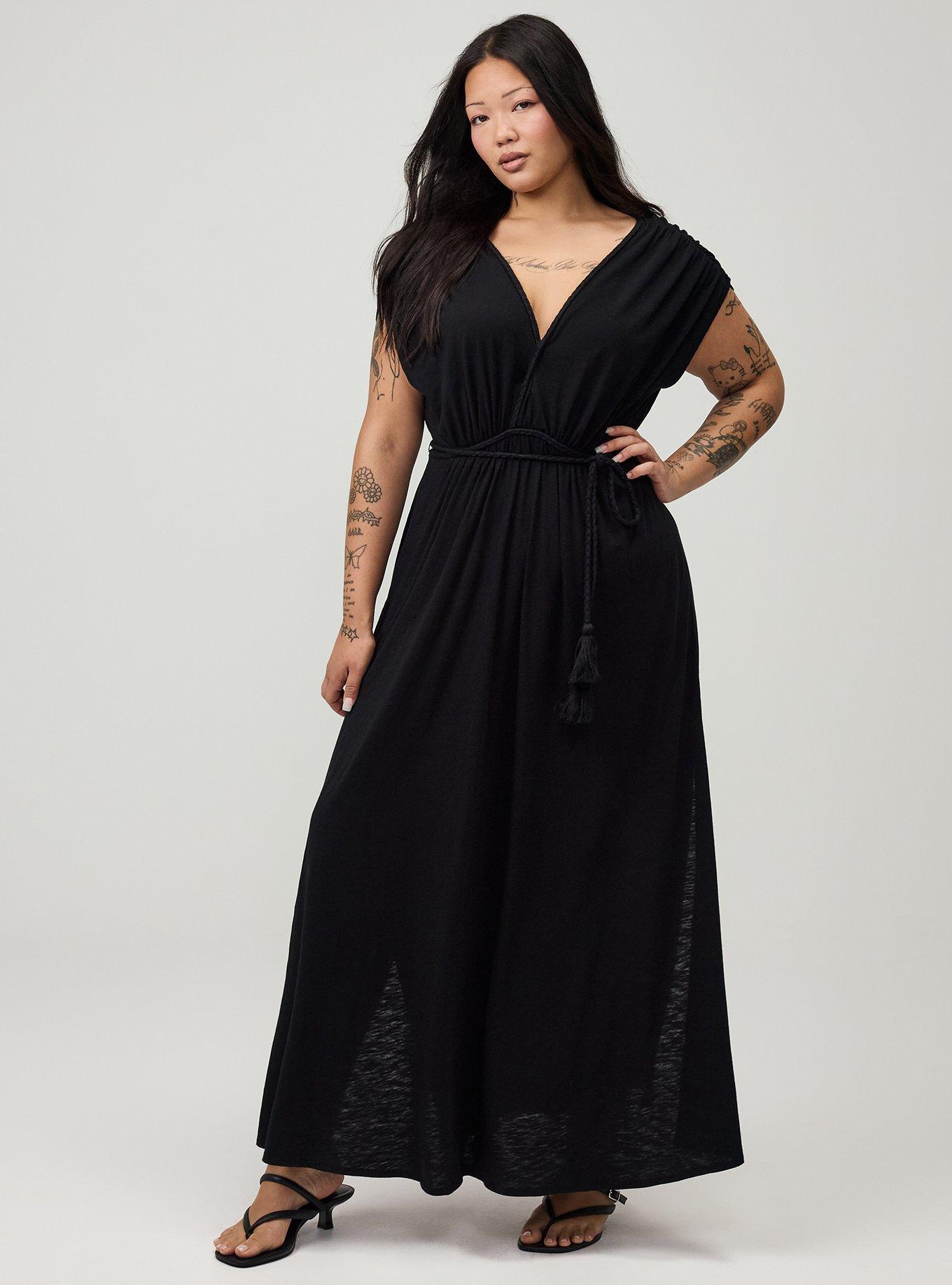 Studio Cord Detail Maxi Dress, DEEP BLACK, hi-res