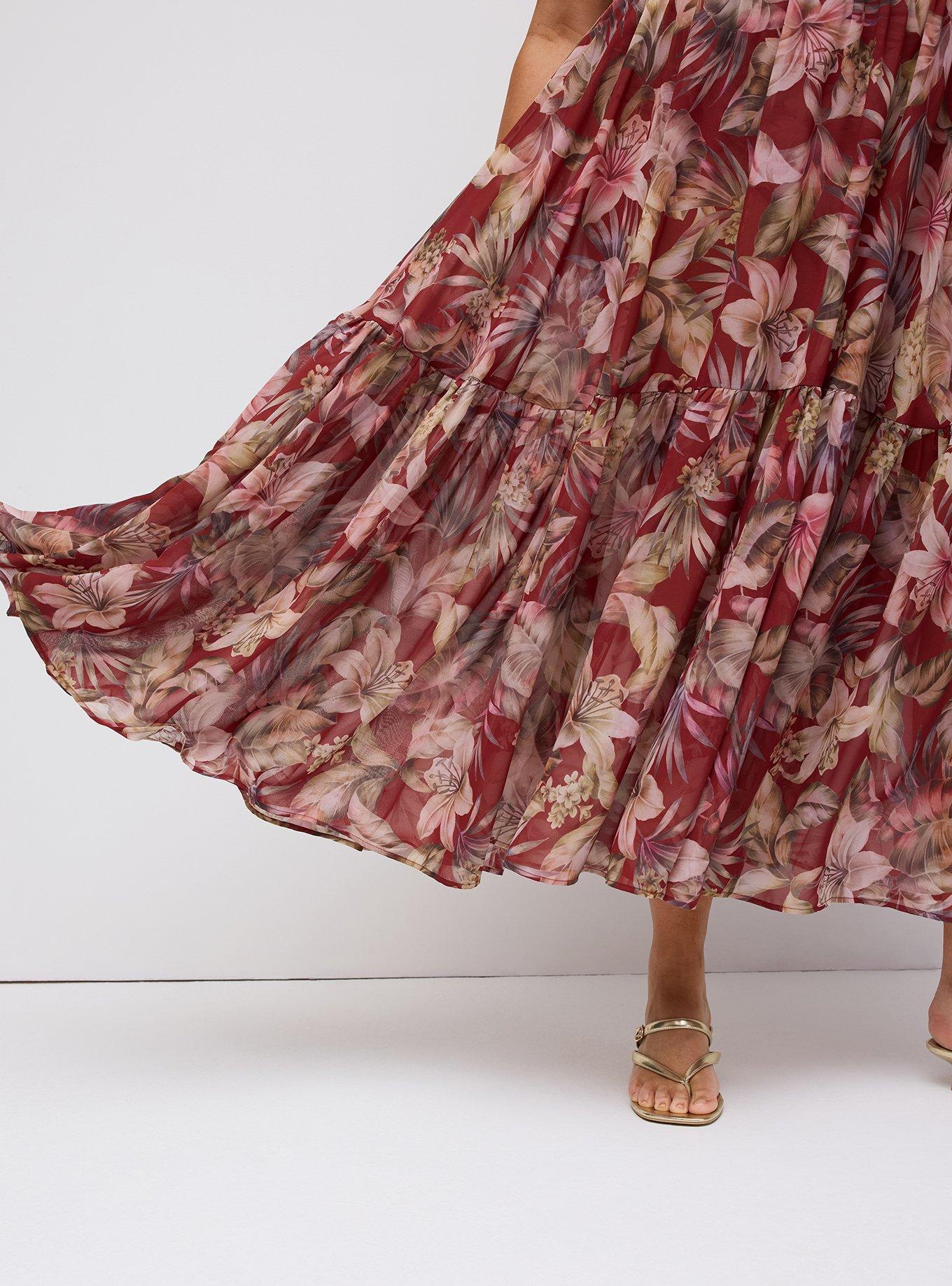 Studio Chiffon Maxi Skirt, CANAL TROPICAL BURGUNDY, alternate