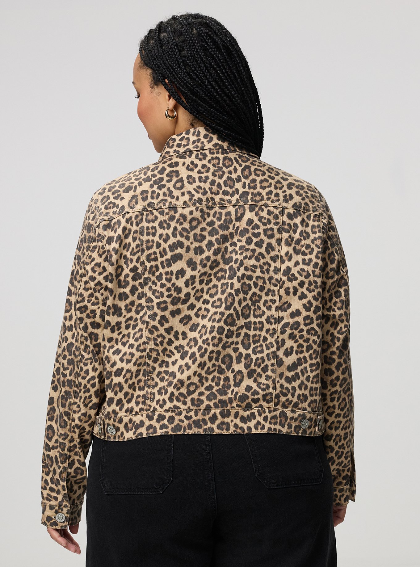 MODERN DENIM TRUCKER JACKET, ON THE PROWL LEOPARD MULTI, alternate