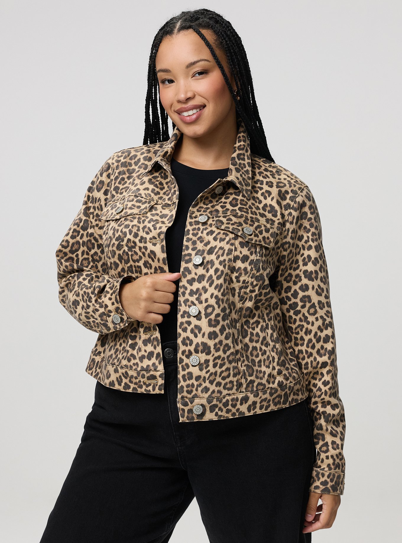 MODERN DENIM TRUCKER JACKET, ON THE PROWL LEOPARD MULTI, hi-res