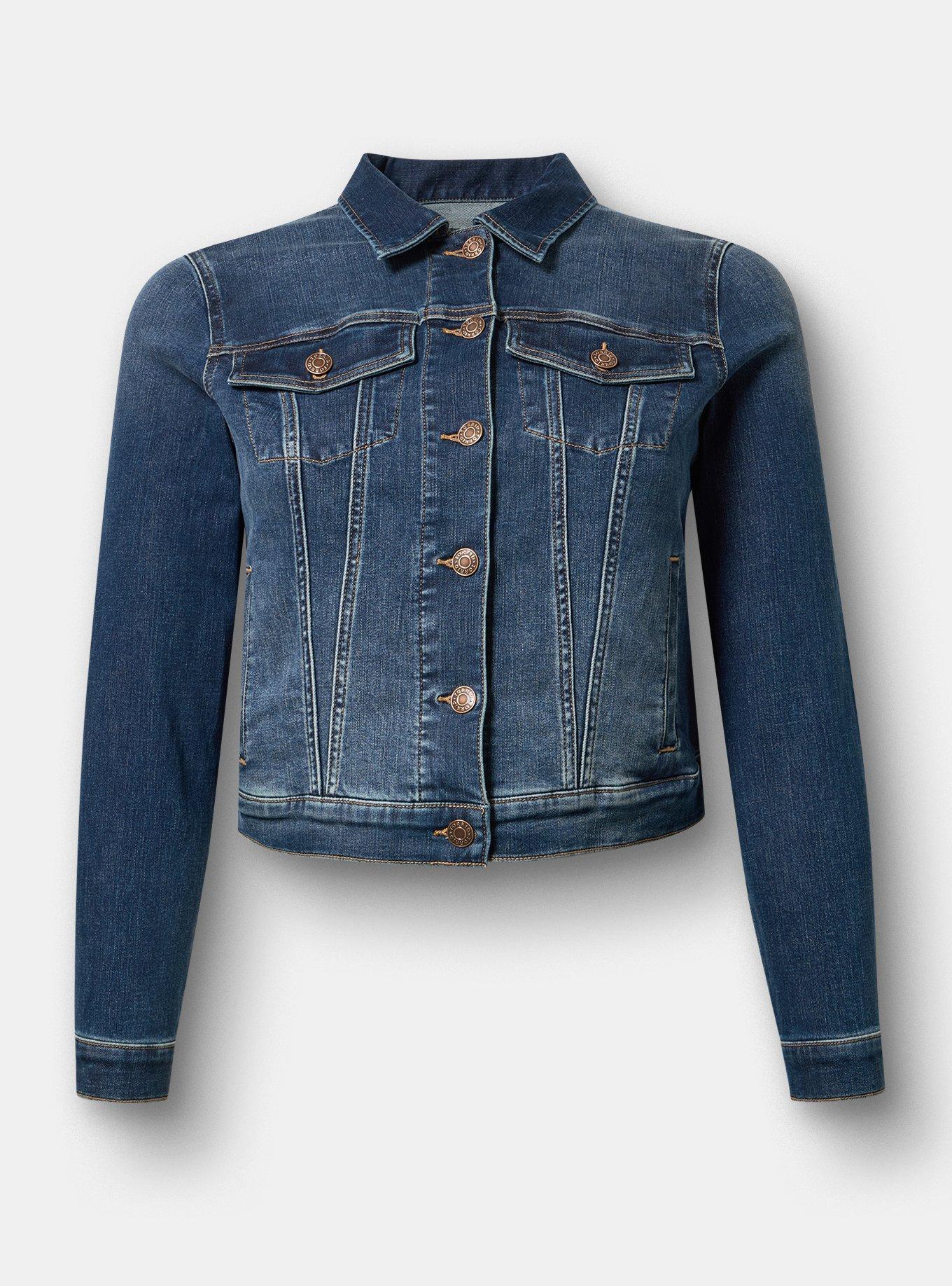 Modern Denim Trucker Jacket, MOONFLOWER, hi-res