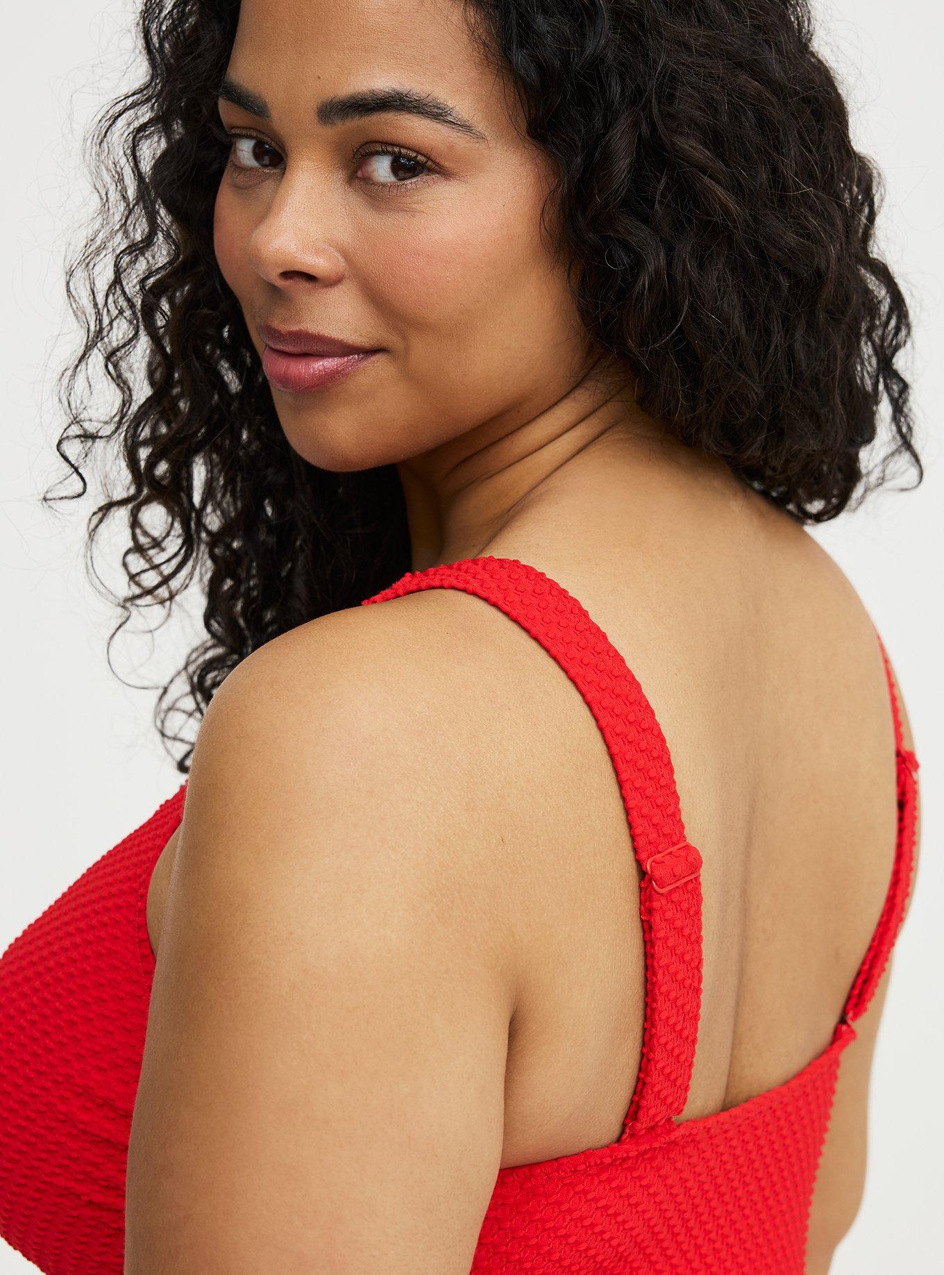 Wire-Free Bow Front Smocked One Piece Swimsuit, LADY BUG SWIM, alternate