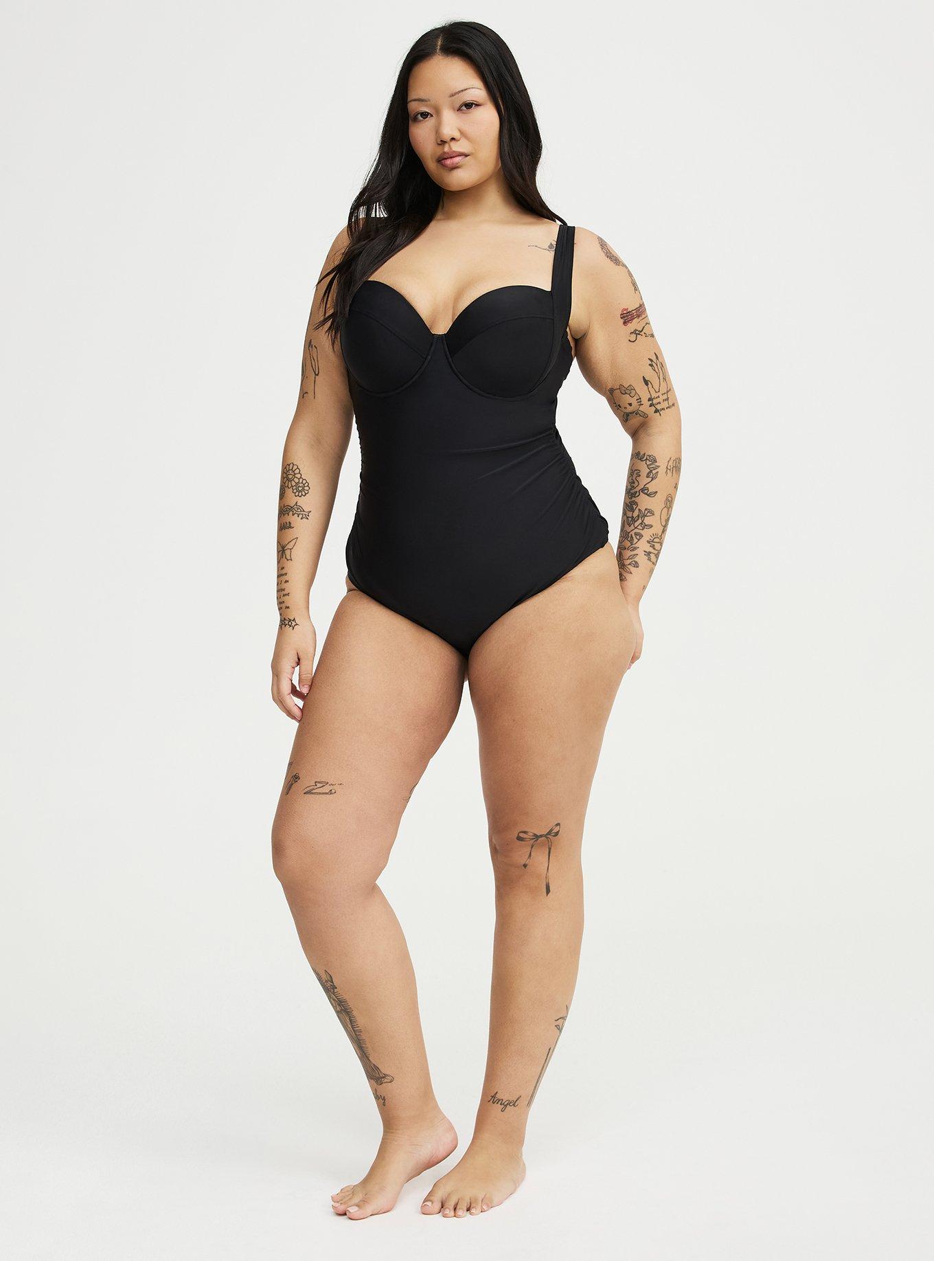 Slim Fix Push-Up Cheeky One Piece Swimsuit, DEEP BLACK, alternate