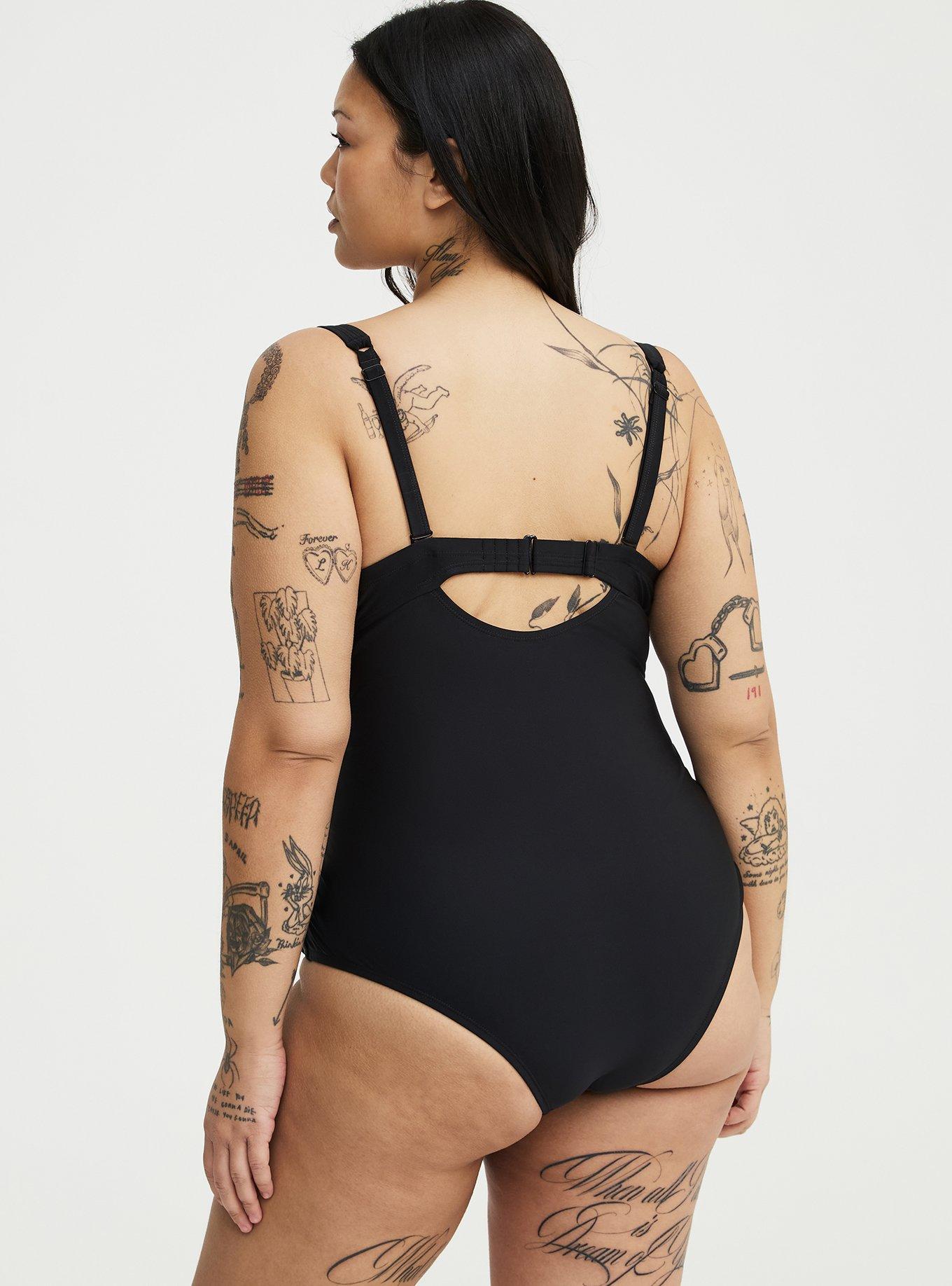 Slim Fix Push-Up Cheeky One Piece Swimsuit, DEEP BLACK, alternate