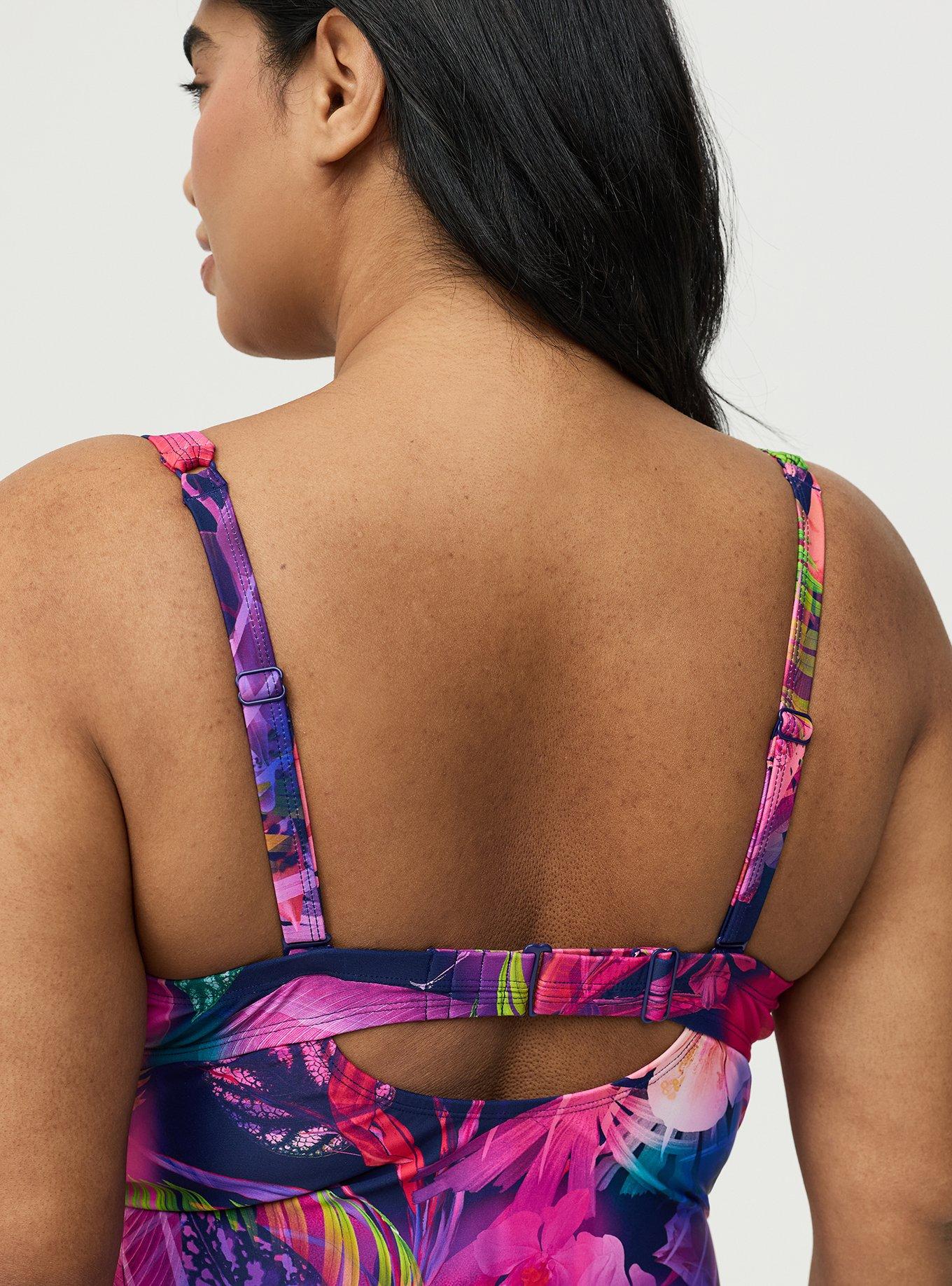 Slim Fix Push-Up Cheeky One Piece Swimsuit, MULTI LEAVES FLORAL BLUE, alternate