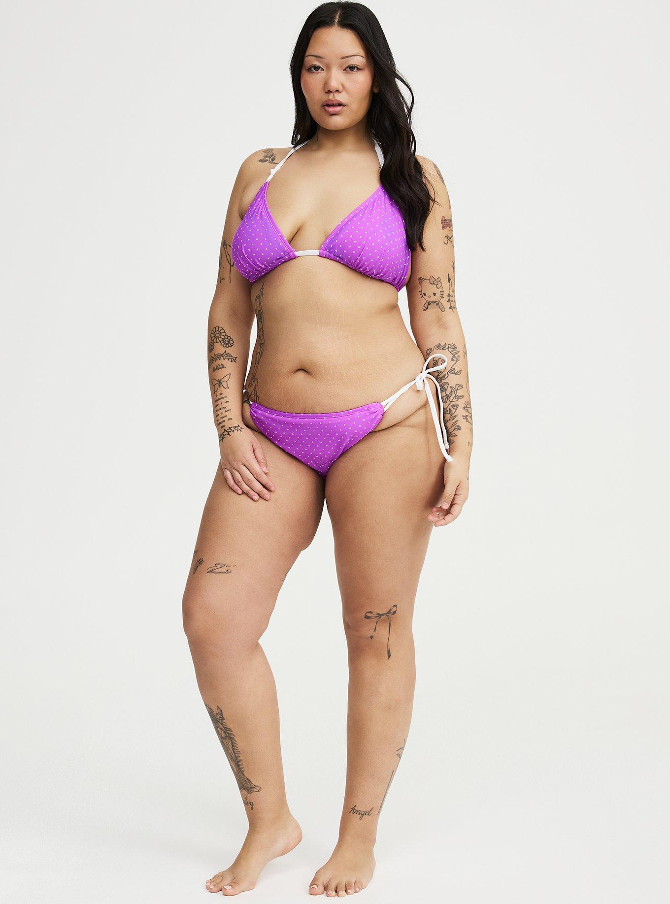 Wireless String Bikini Top, ITTY DOTS PURPLE, alternate