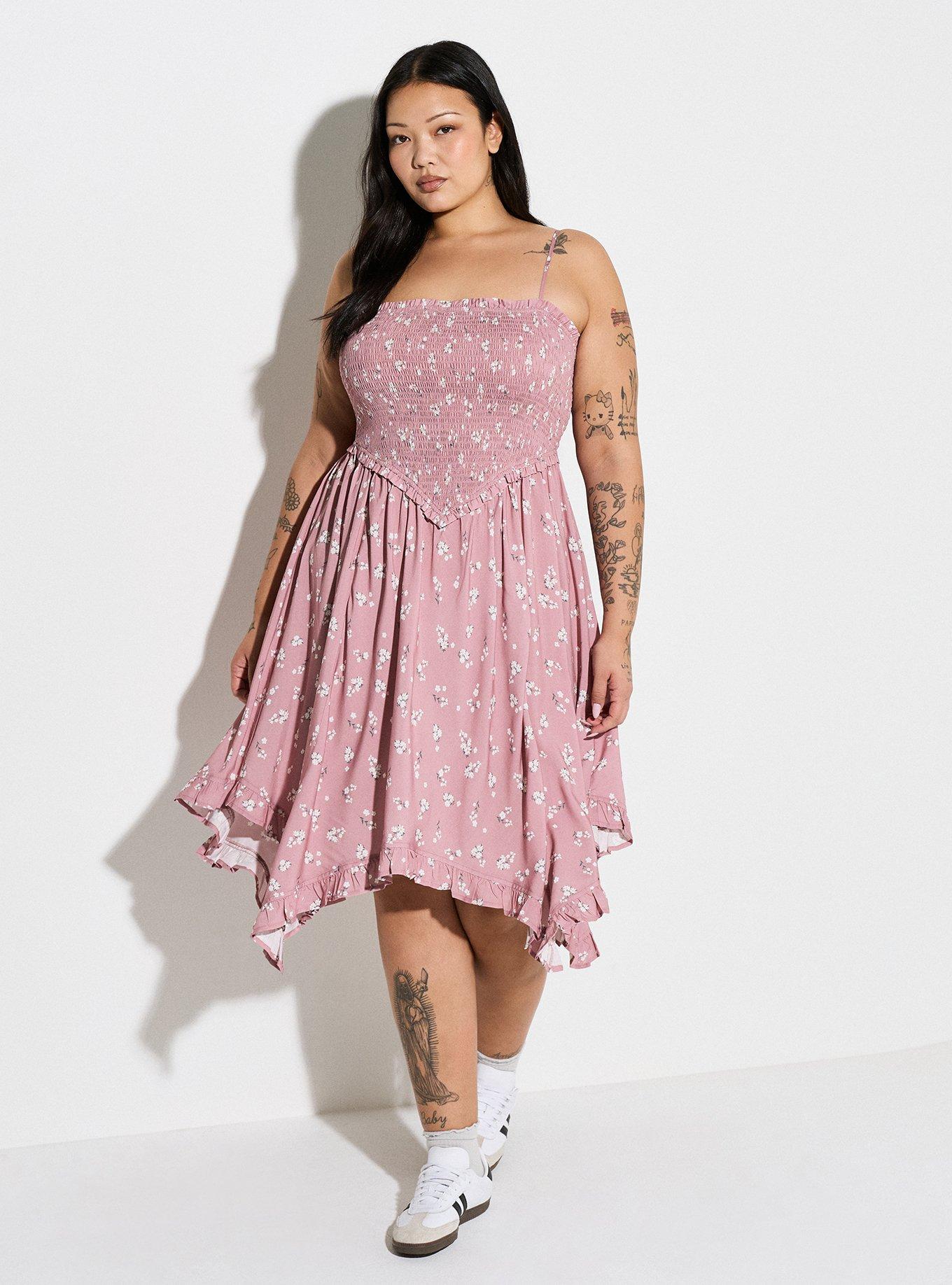 LoveSick Hanky Hem Midi Dress, DAISY CLUSTERS WOODROSE, hi-res