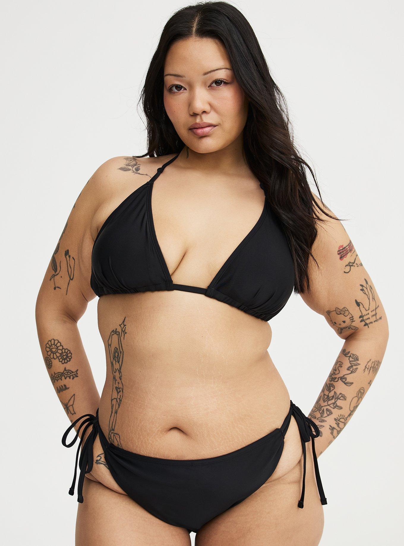 Simple Tie Side Super Cheeky Bottom, DEEP BLACK, alternate