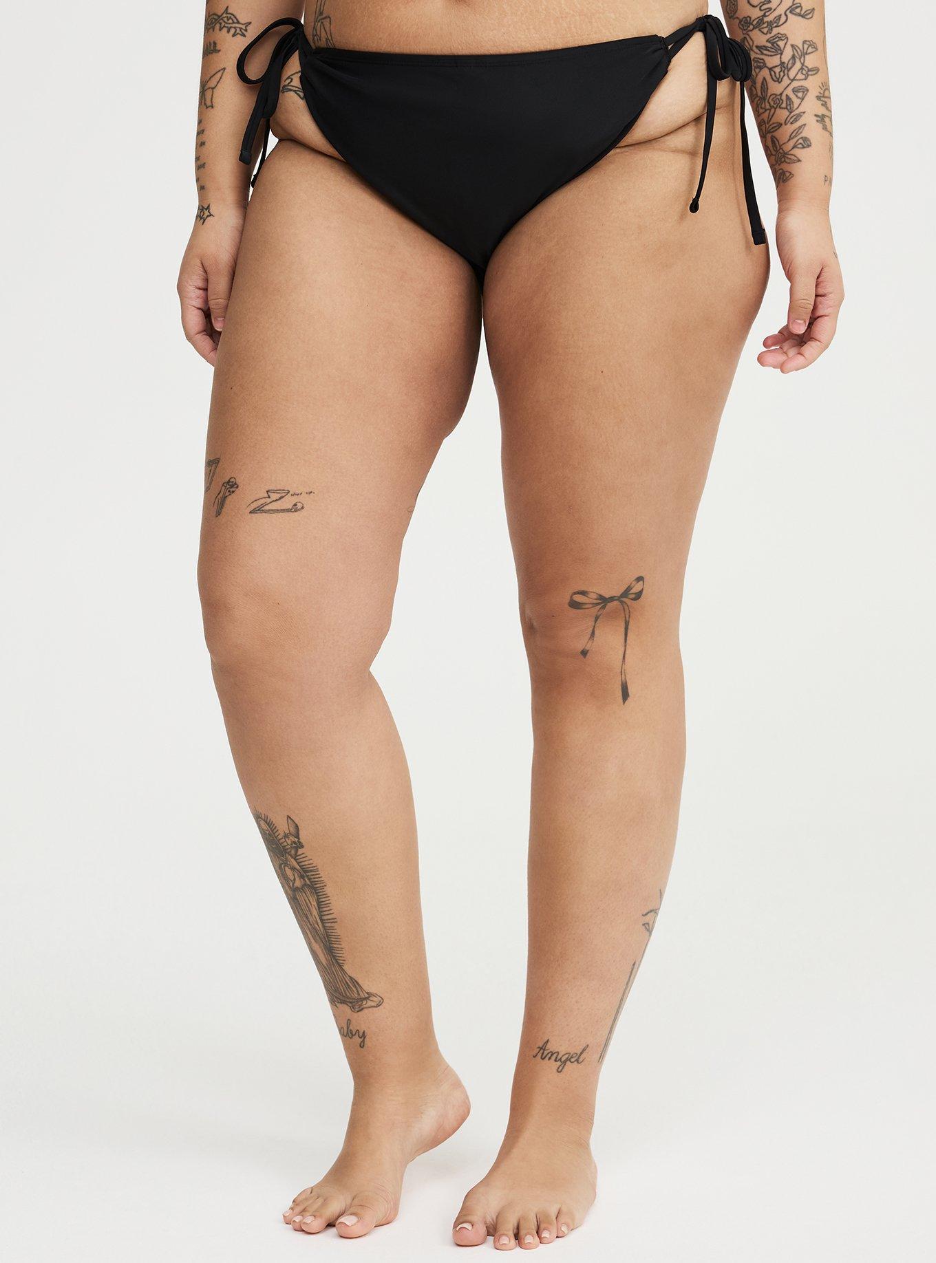 Simple Tie Side Super Cheeky Bottom, DEEP BLACK, alternate