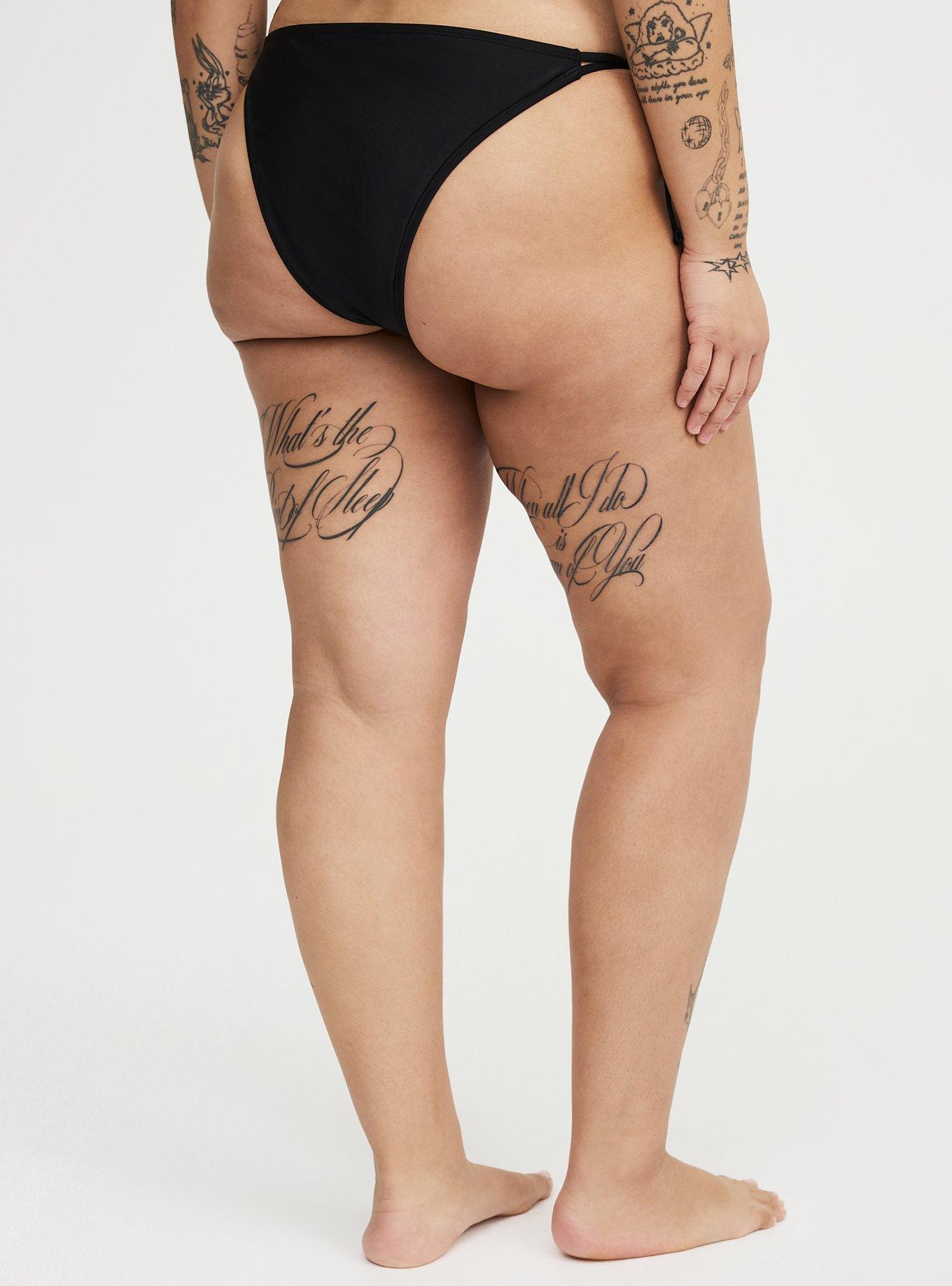 Simple Tie Side Super Cheeky Bottom, DEEP BLACK, alternate