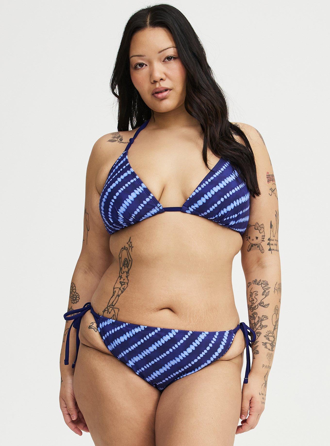 Simple Tie Side Super Cheeky Bottom, SHIBORI STRIPE BLUE, hi-res