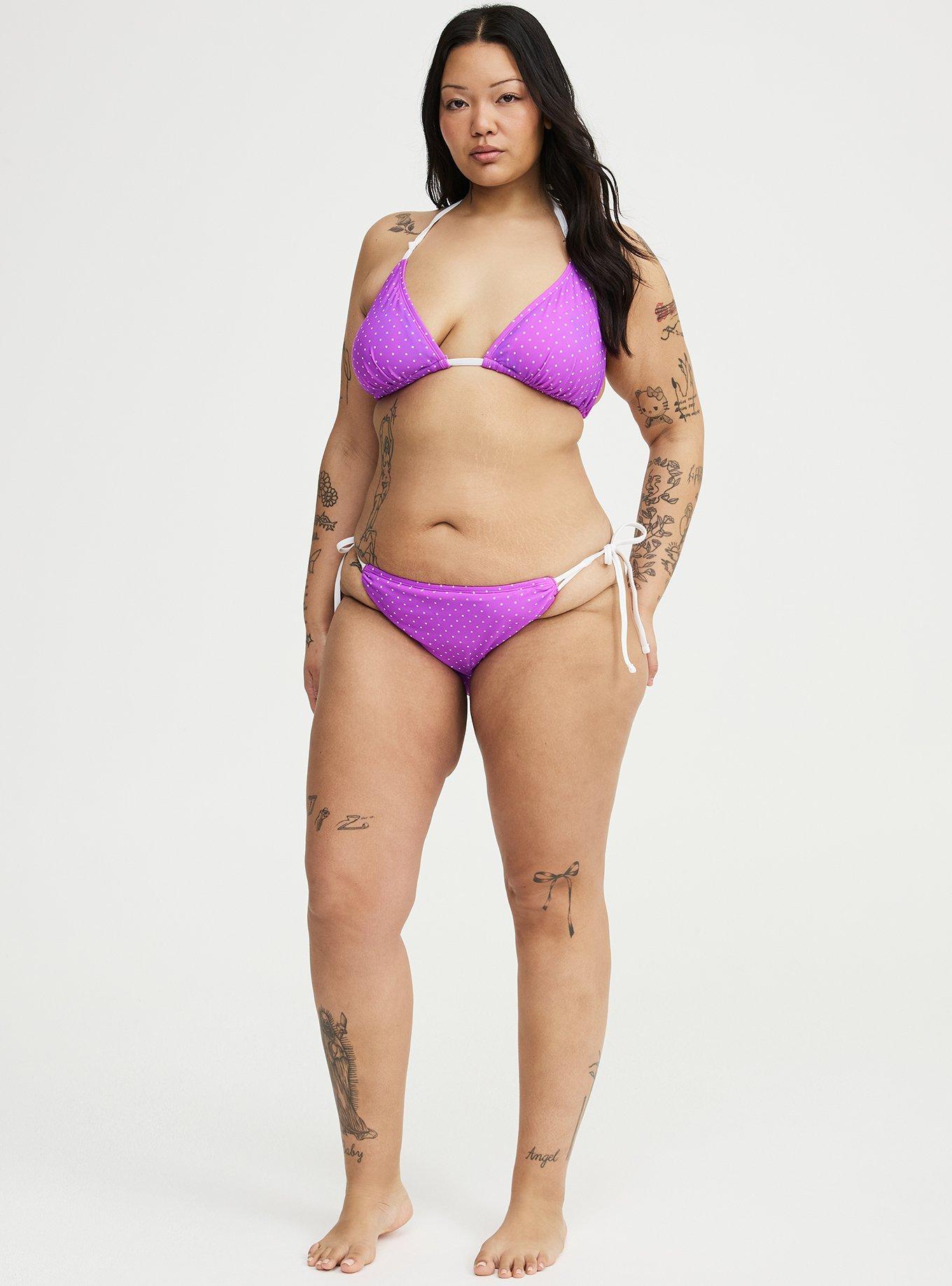 Simple Tie Side Super Cheeky Bottom, ITTY DOTS PURPLE, alternate