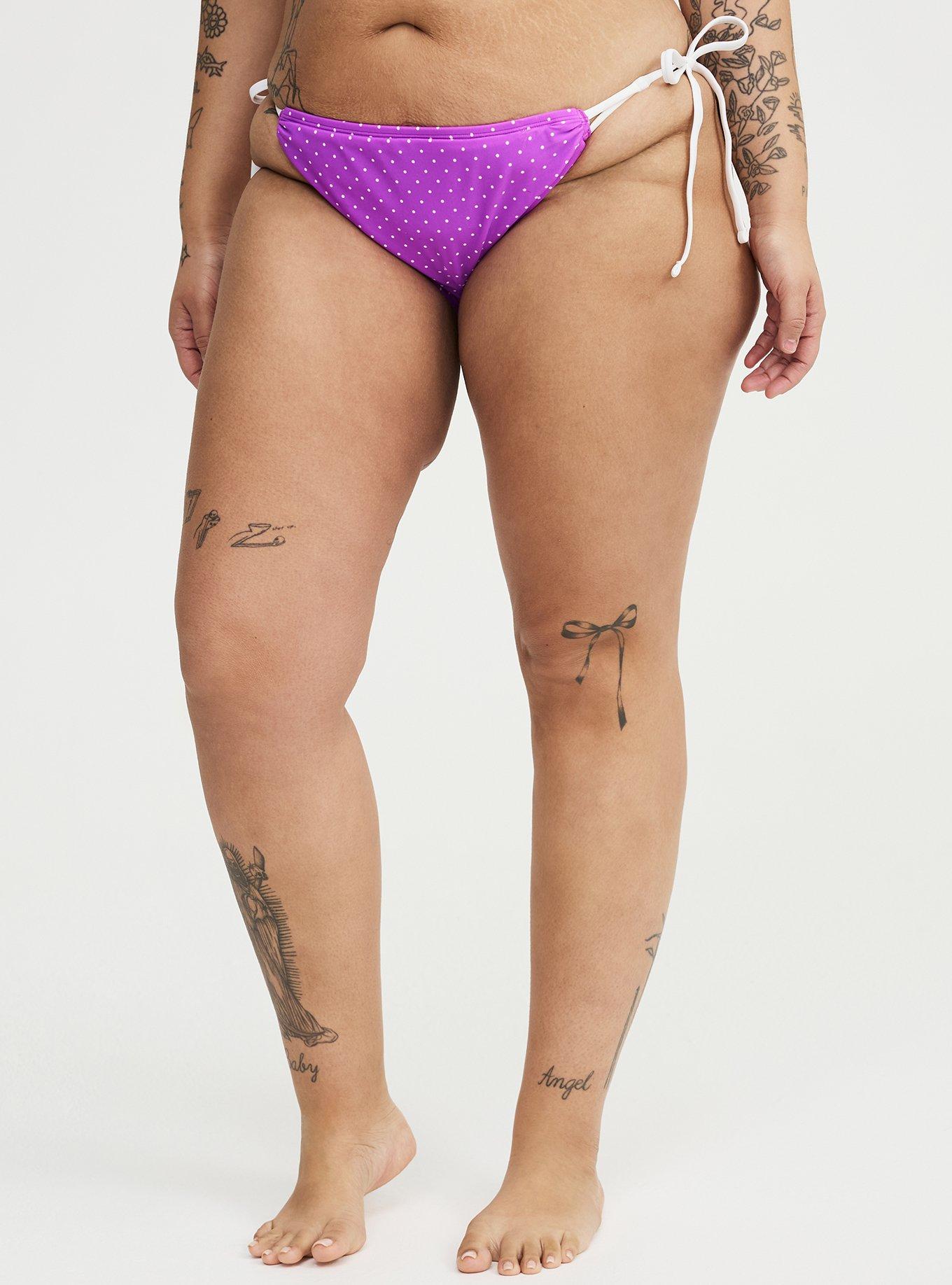 Simple Tie Side Super Cheeky Bottom, ITTY DOTS PURPLE, alternate