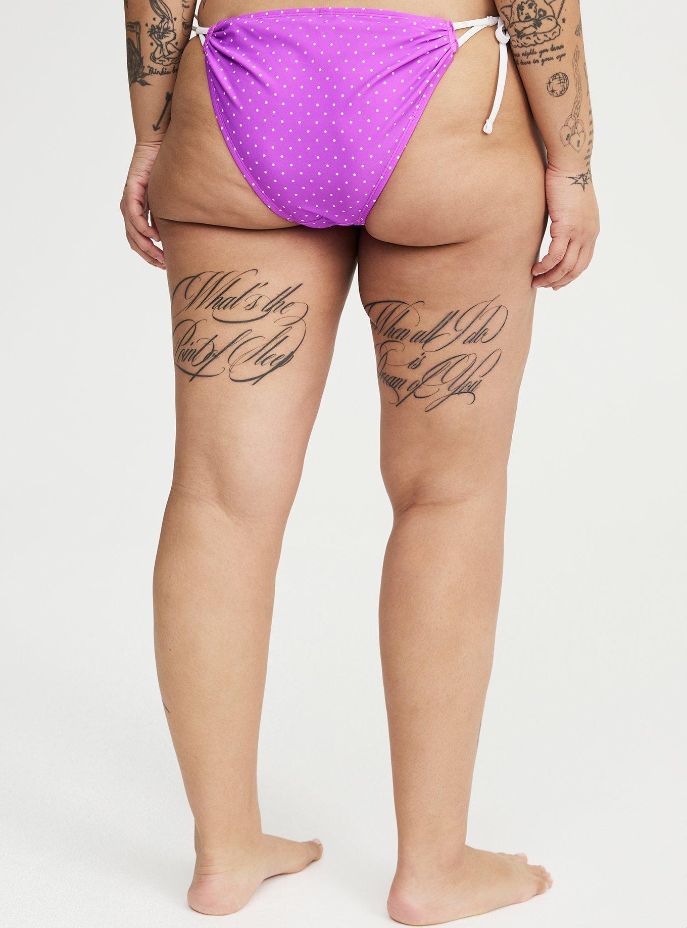 Simple Tie Side Super Cheeky Bottom, ITTY DOTS PURPLE, alternate