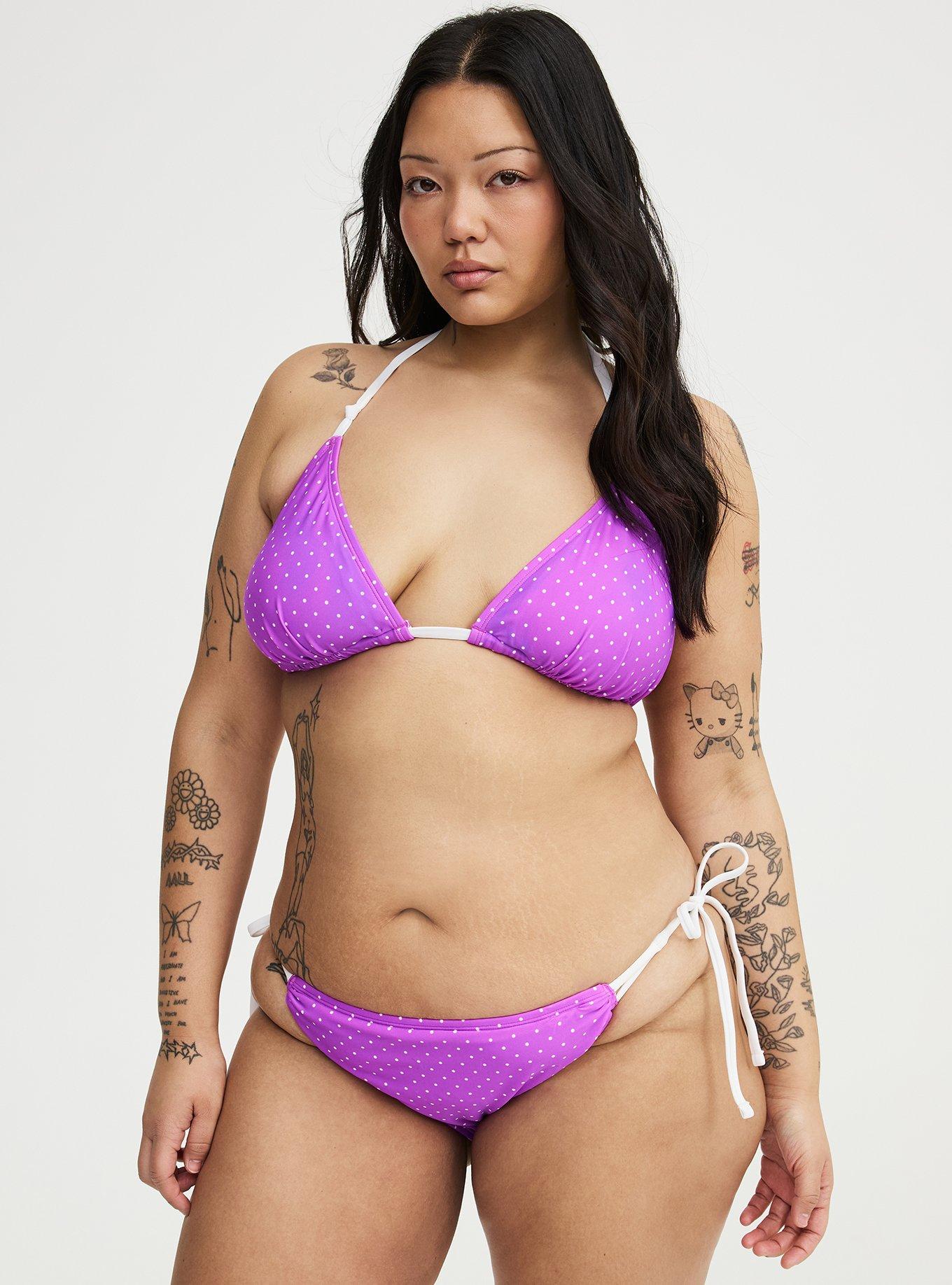 Simple Tie Side Super Cheeky Bottom, ITTY DOTS PURPLE, hi-res