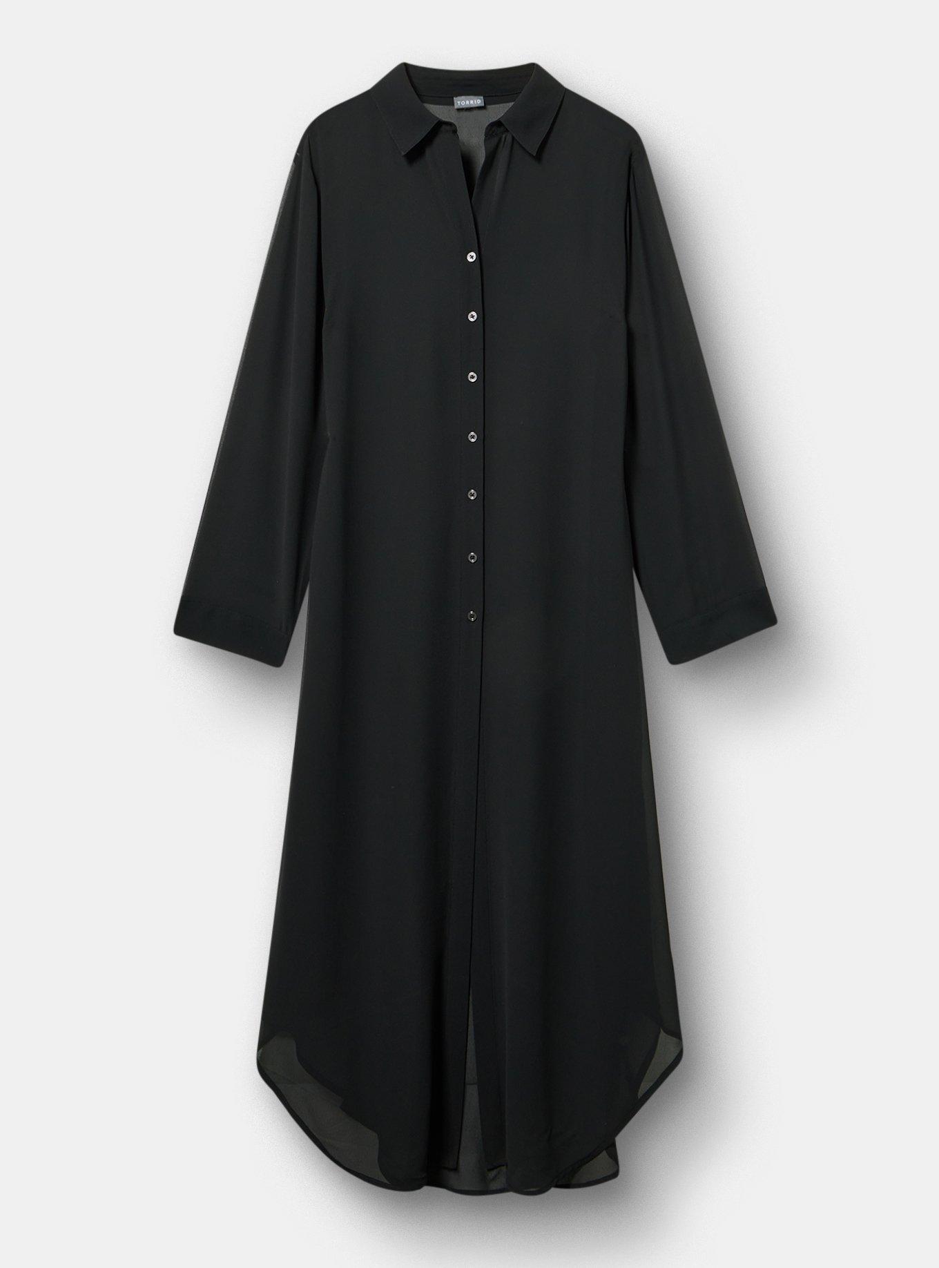 Maxi Button Through Swim Cover-Up, DEEP BLACK, hi-res
