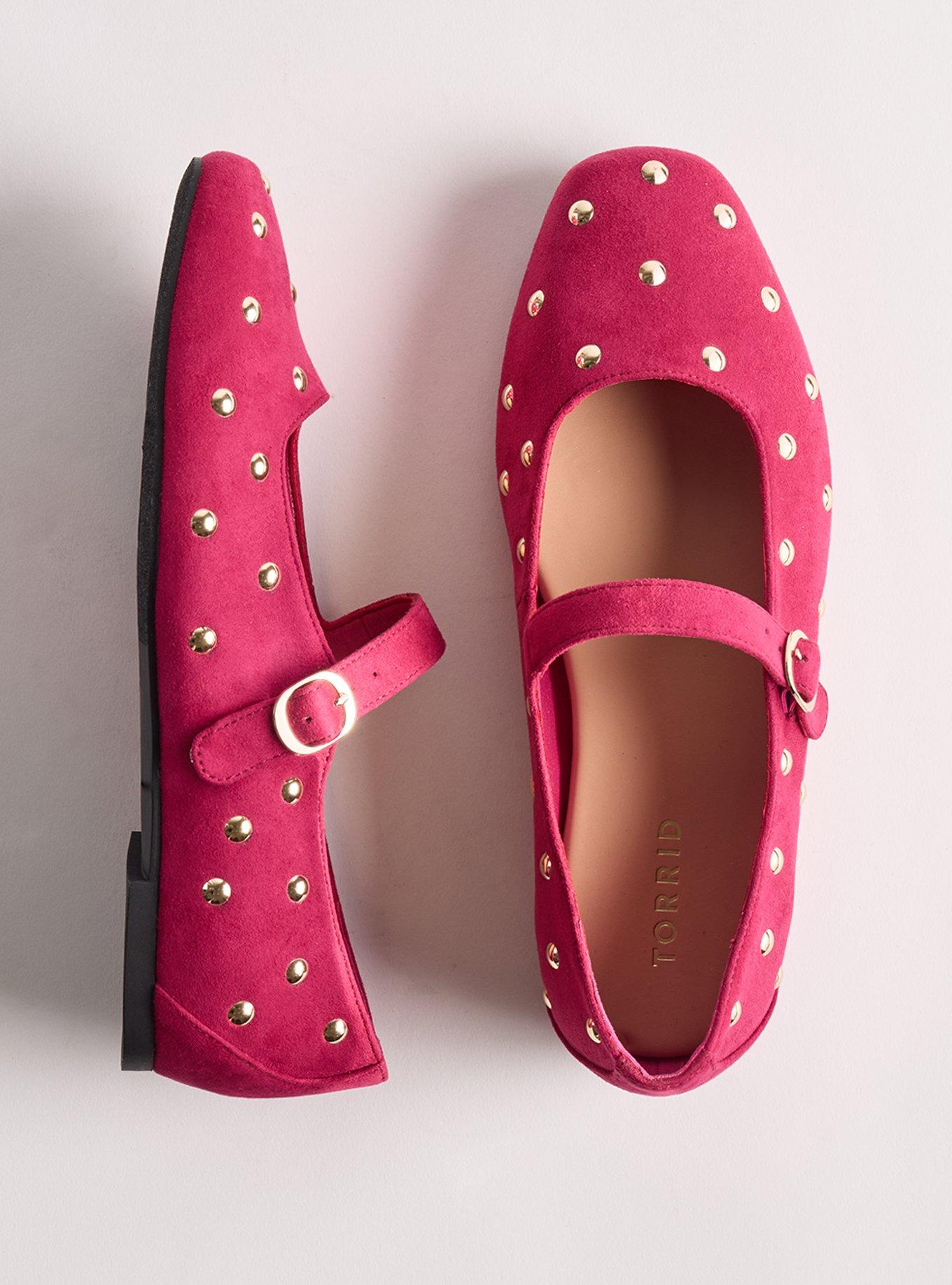 Studded Mary Jane Ballet Flat (WW), BERRY, hi-res