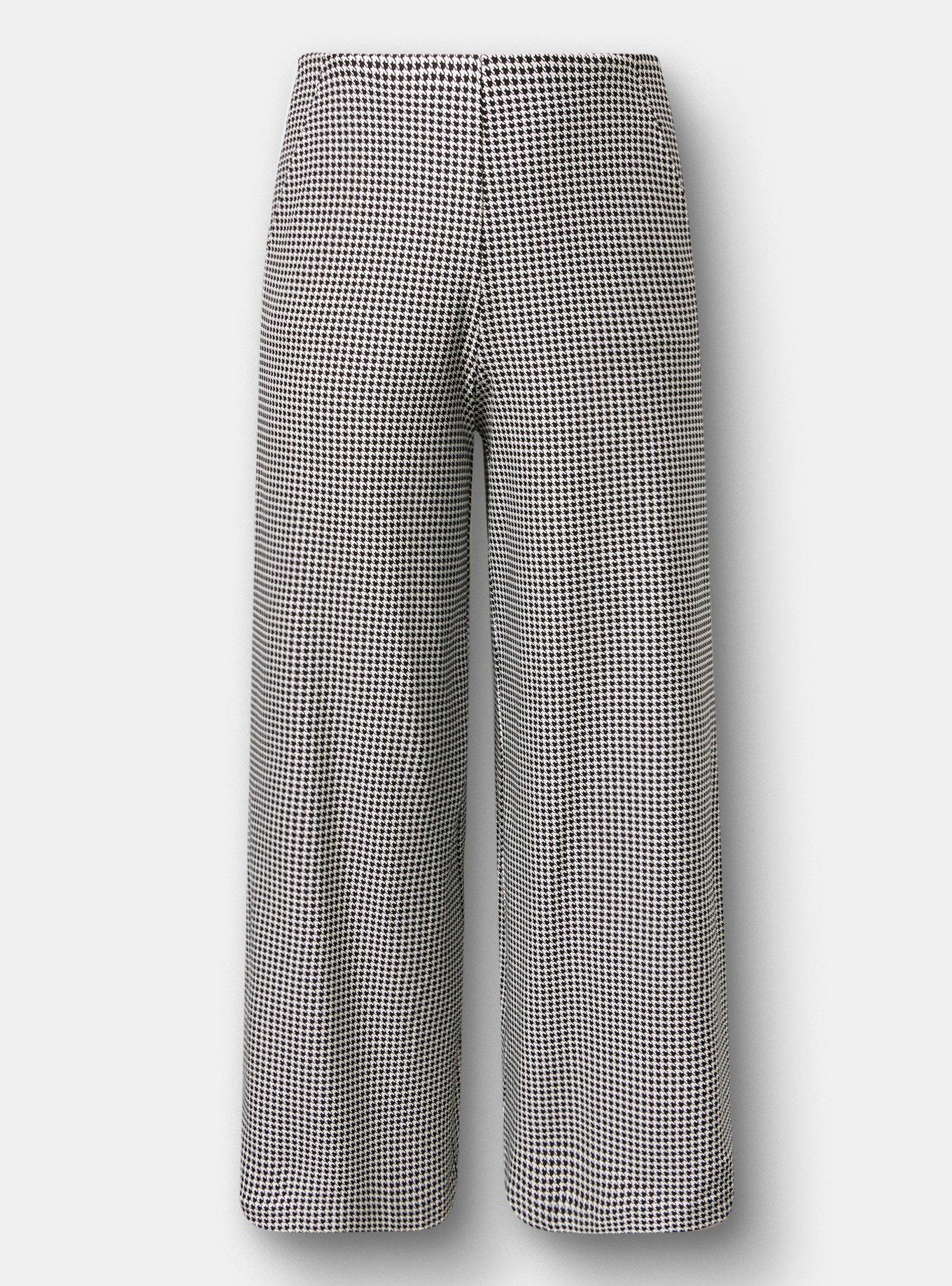 Pull-On Wide-Leg Ponte Pant, TRADITIONAL HERRINGBONE WHITE SMALLER, hi-res