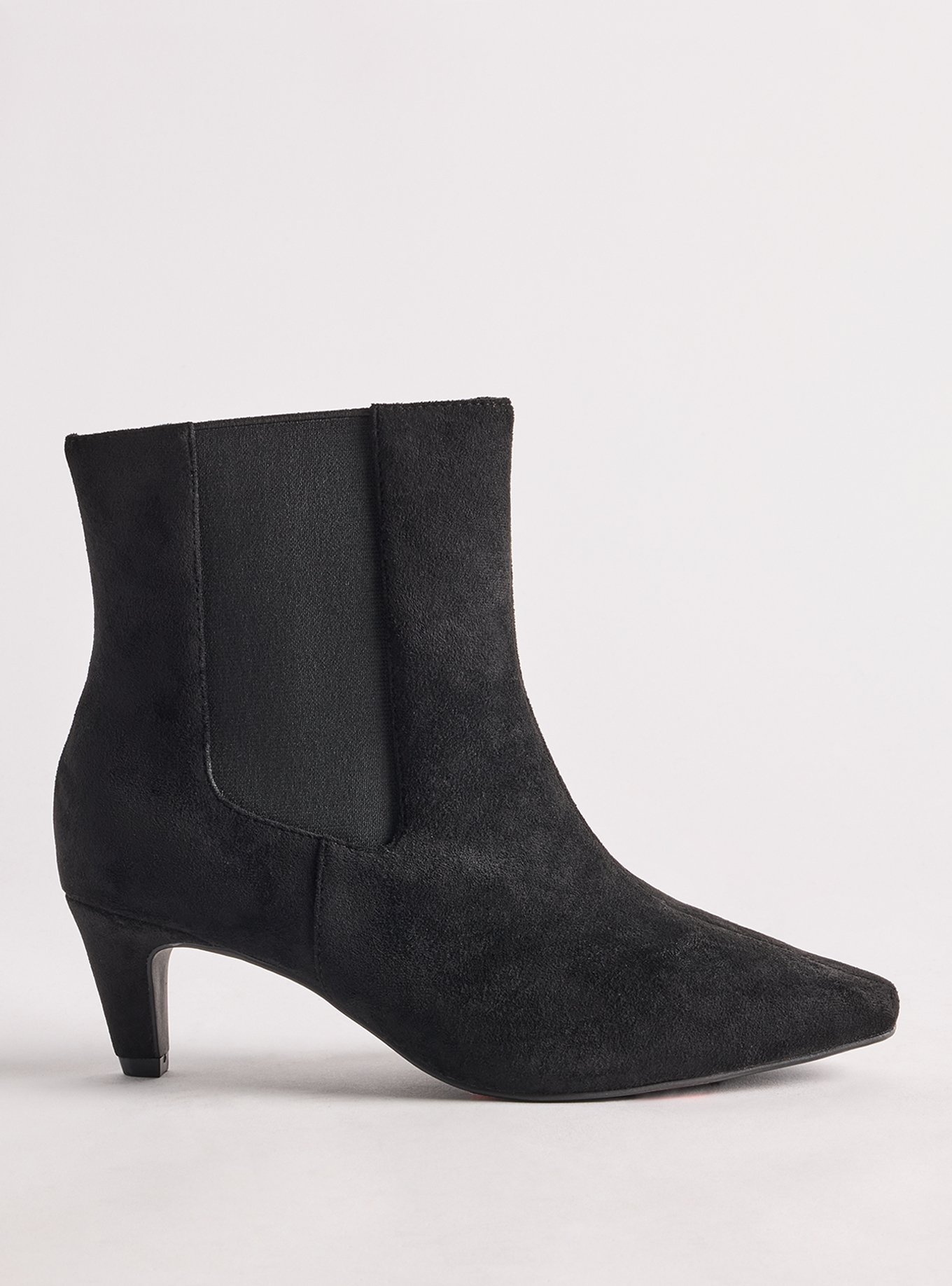Chelsea Kitten Heel Bootie (WW), BLACK FAUX SUEDE, alternate