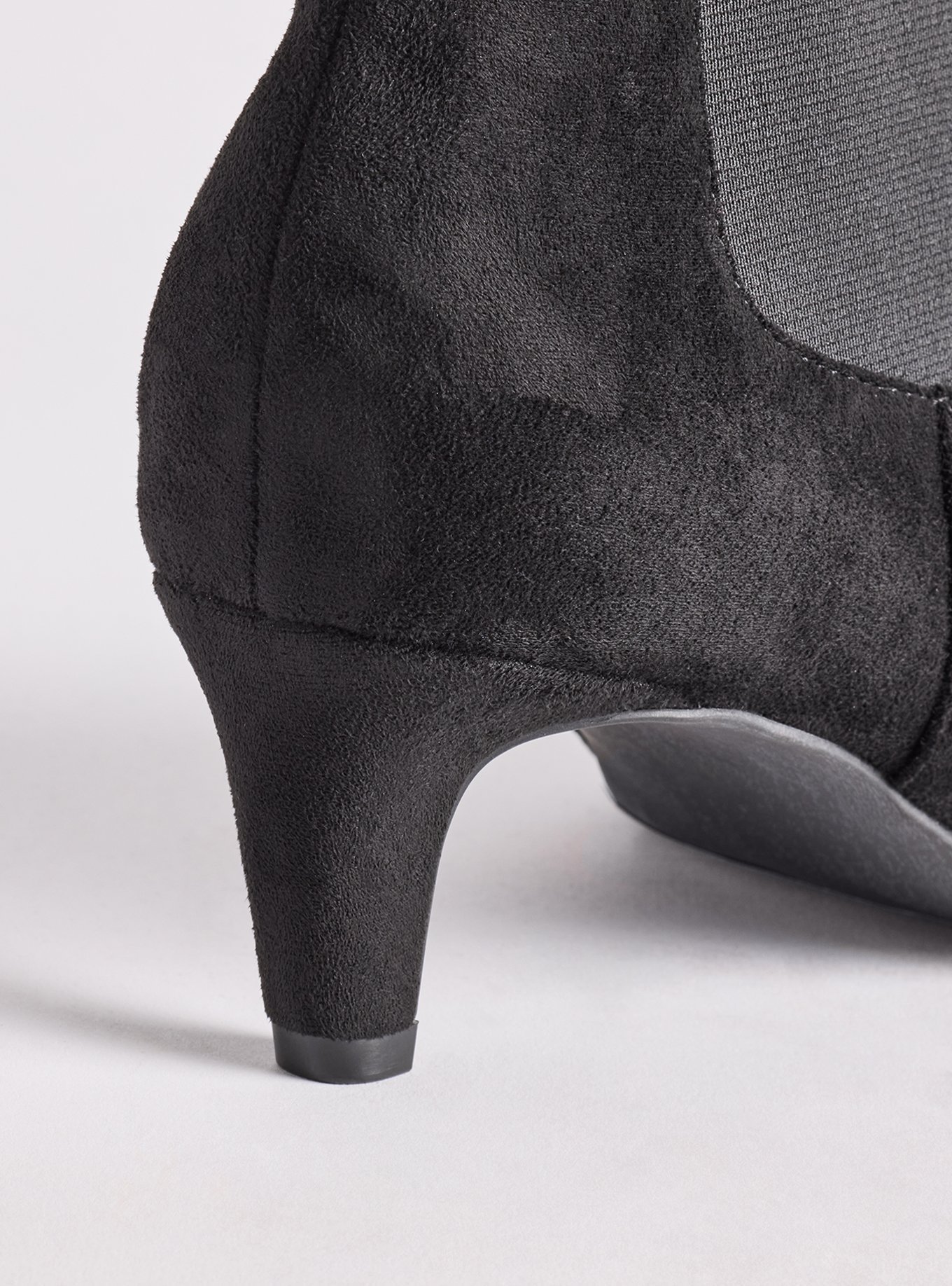 Chelsea Kitten Heel Bootie (WW), BLACK FAUX SUEDE, alternate