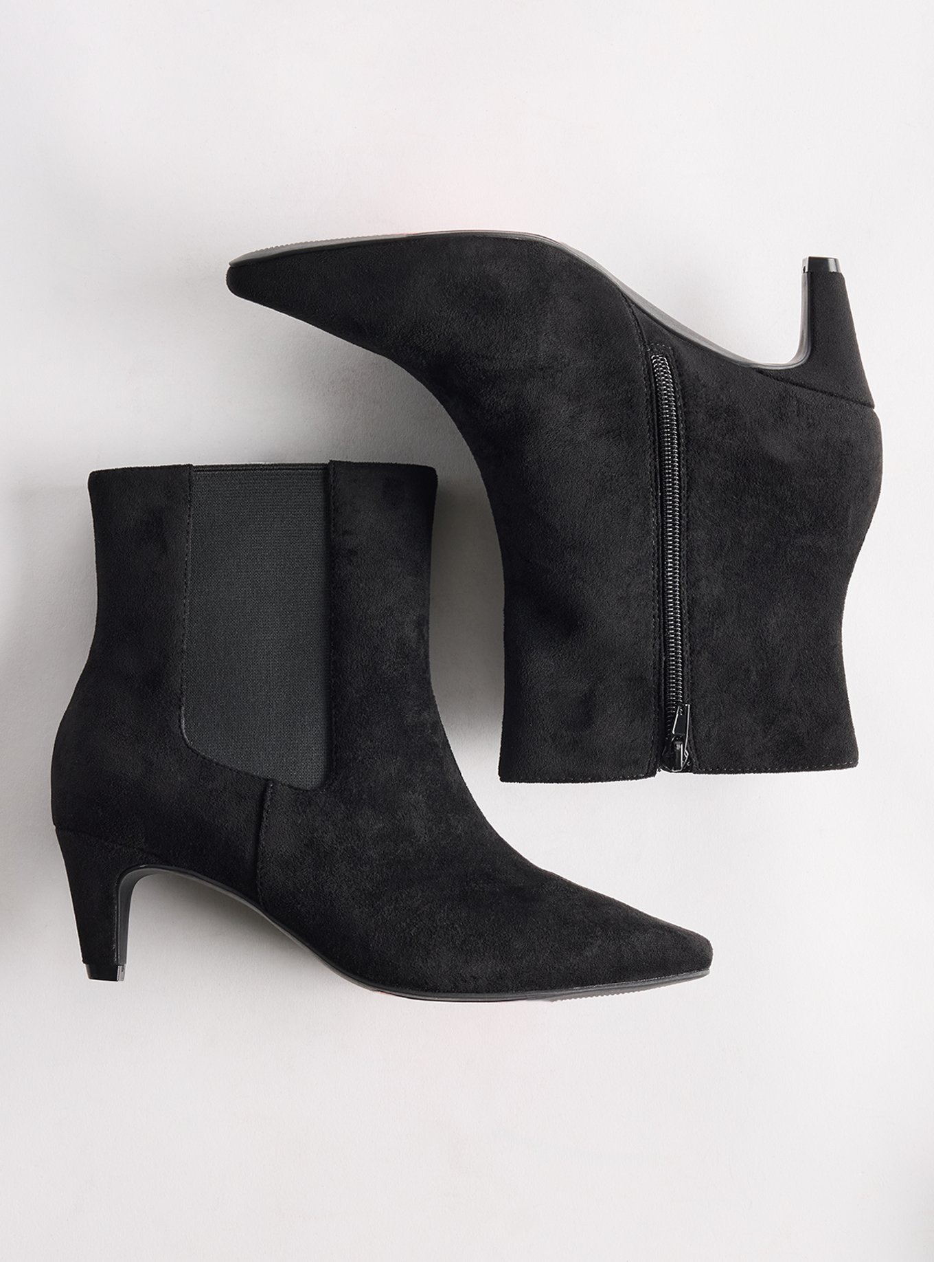 Chelsea Kitten Heel Bootie (WW), BLACK FAUX SUEDE, hi-res