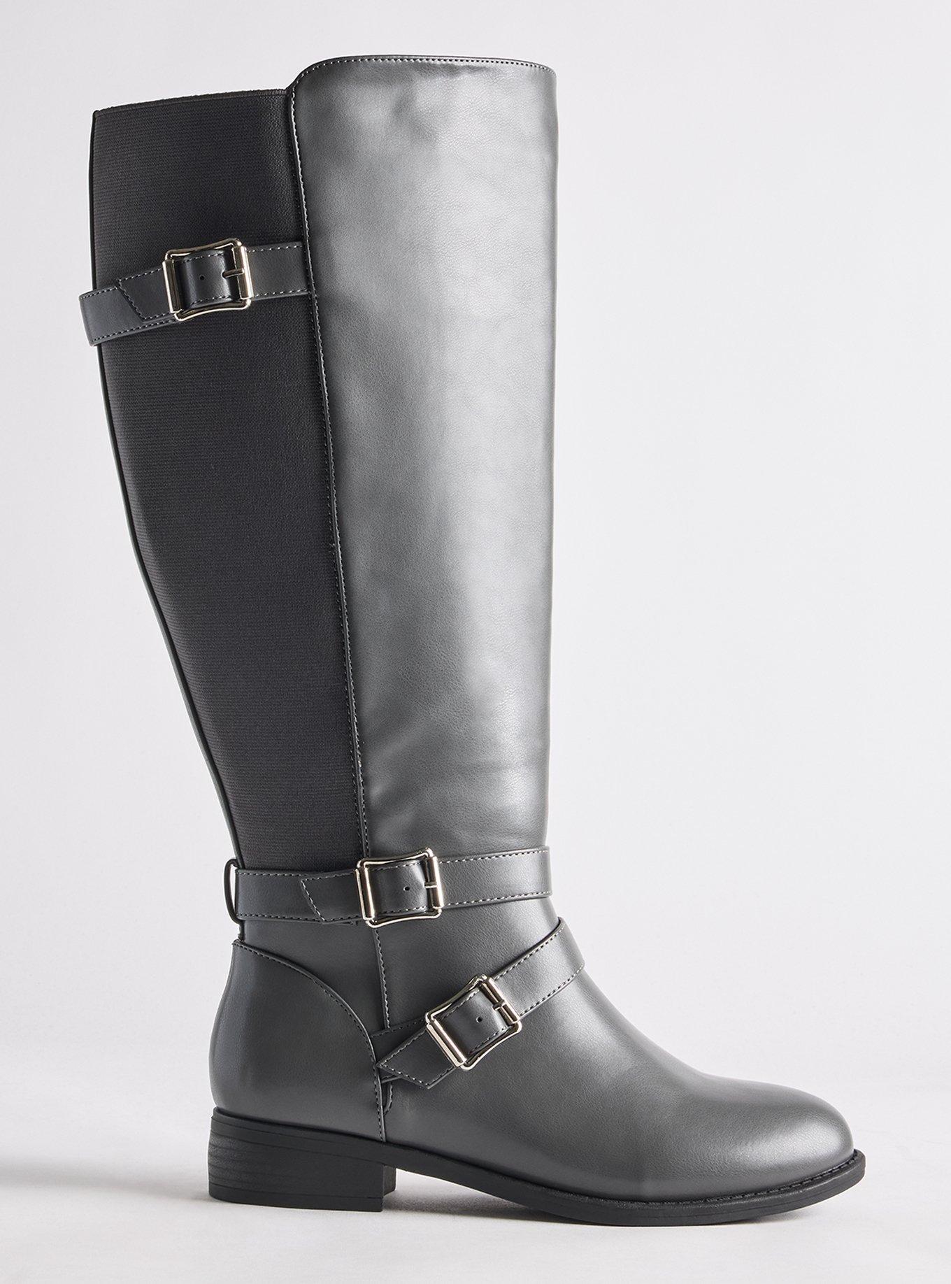Buckle Knee Boot (WW), GREY, alternate
